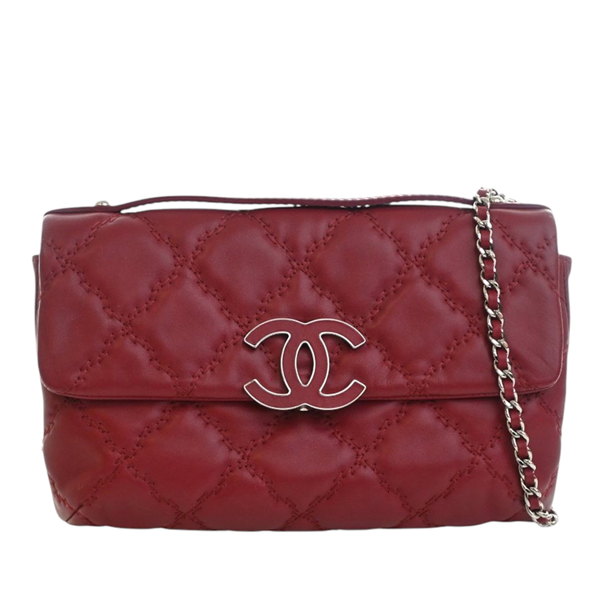 Chanel Quilted Calfskin Double Stitch Hamptons Clutch with Chain - image 1
