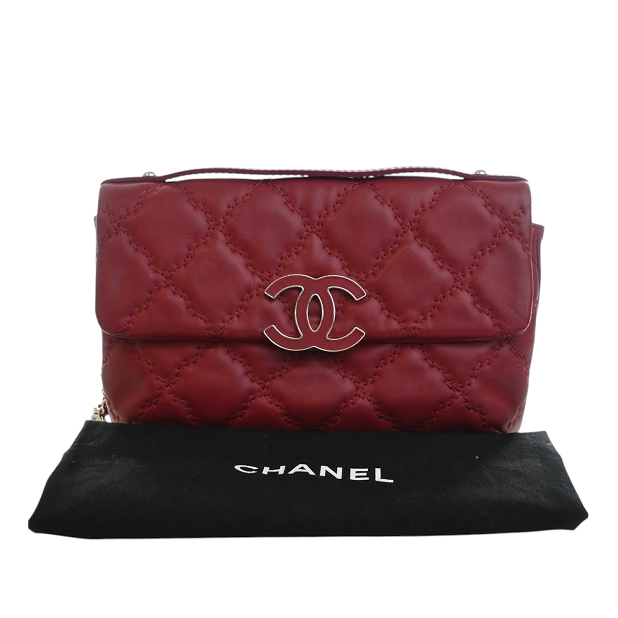 Chanel Quilted Calfskin Double Stitch Hamptons Clutch with Chain - image 15