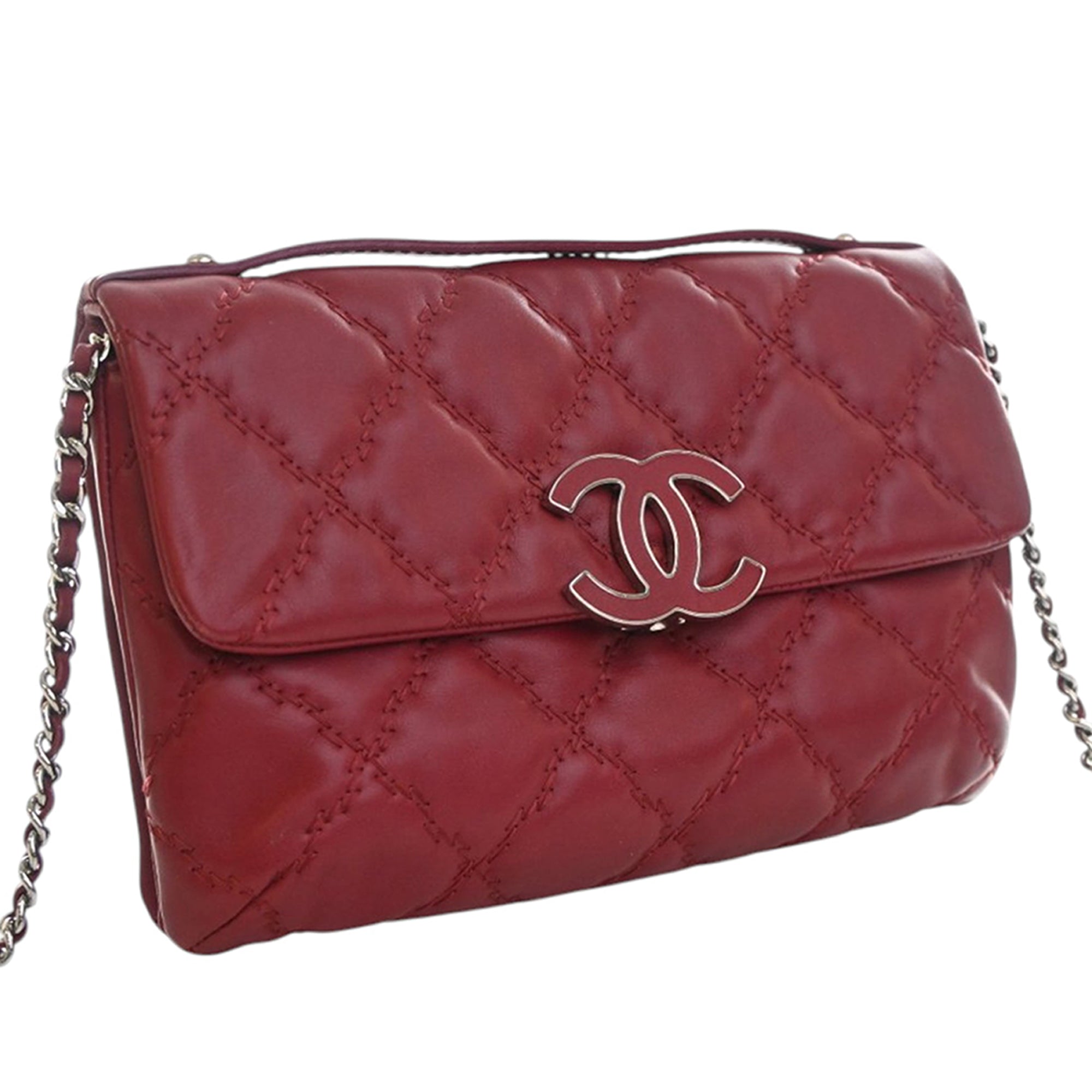 Chanel Quilted Calfskin Double Stitch Hamptons Clutch with Chain - image 2