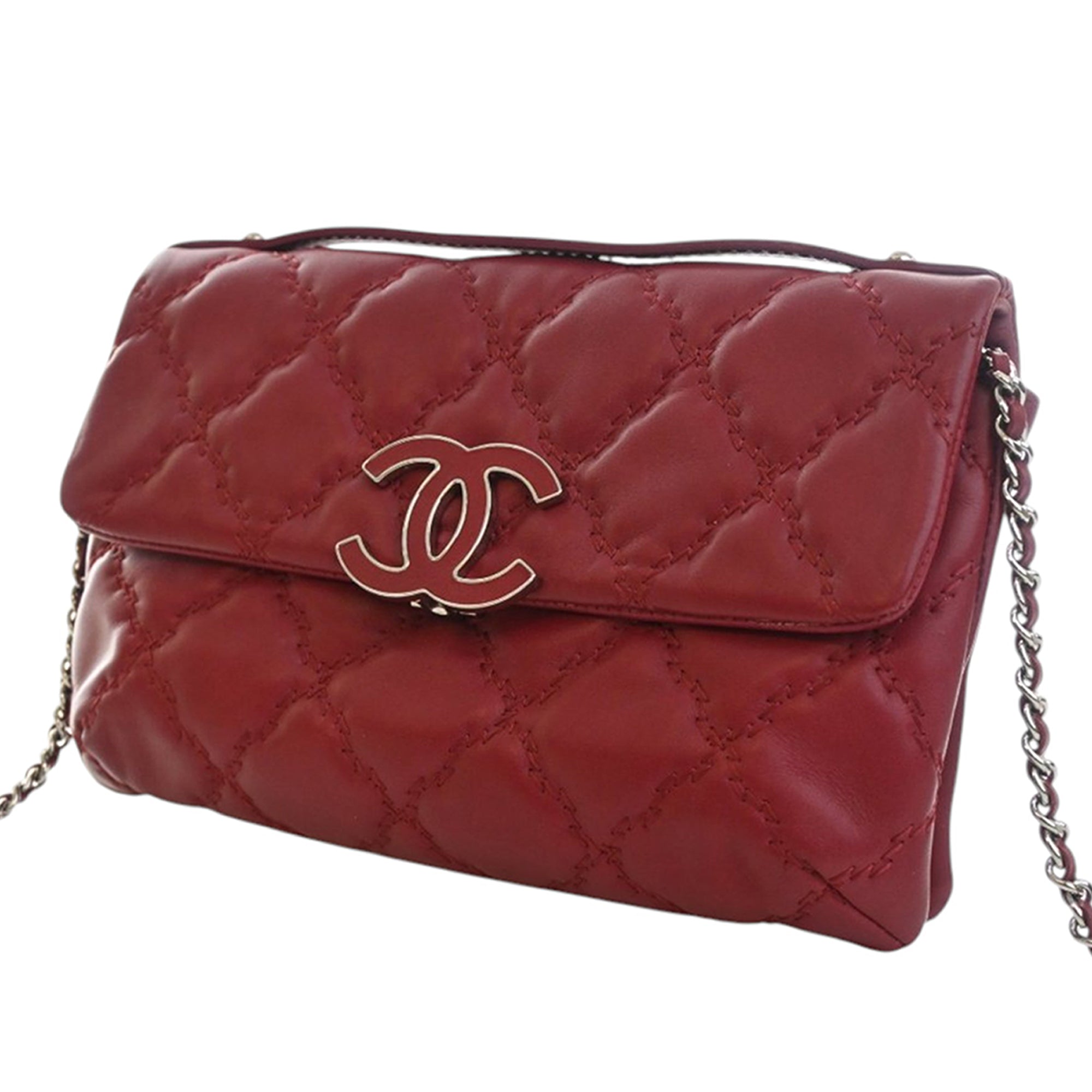 Chanel Quilted Calfskin Double Stitch Hamptons Clutch with Chain - image 3