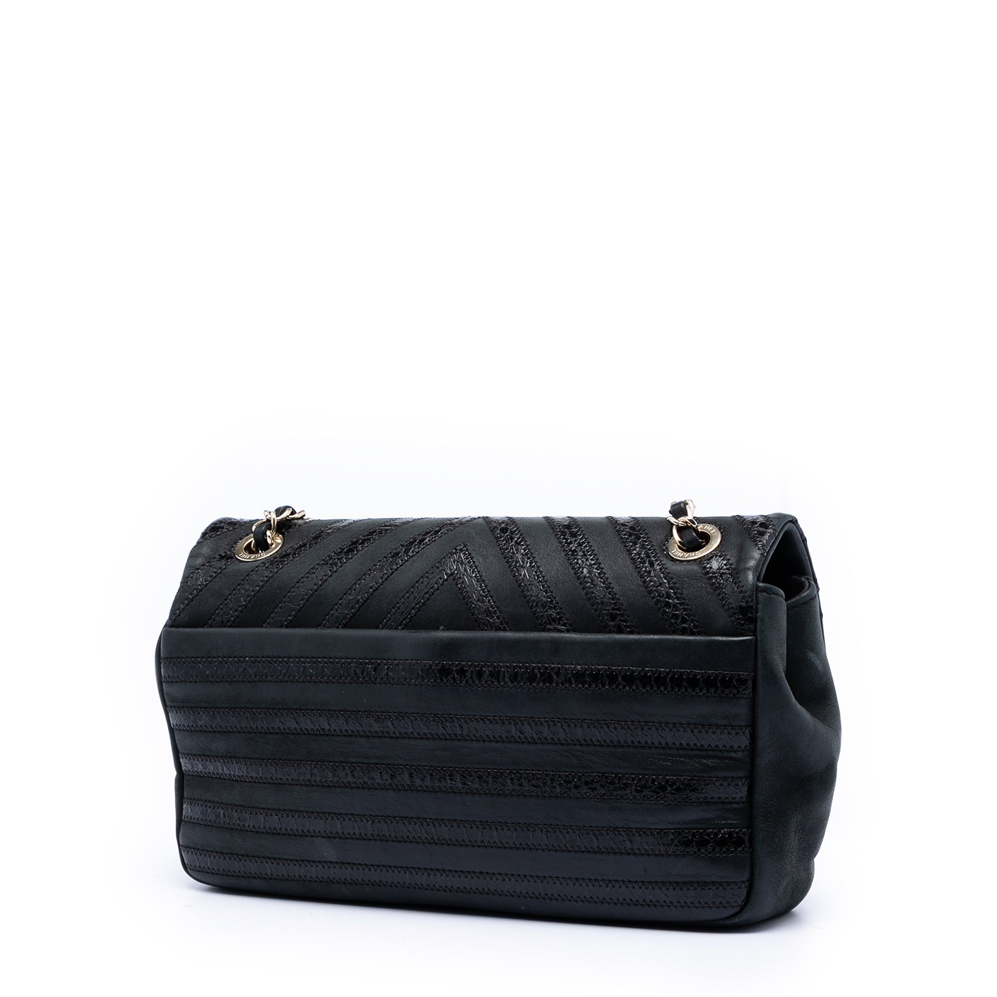 Chanel Chevron Python Embossed Calfskin and Suede Single Flap - image 2