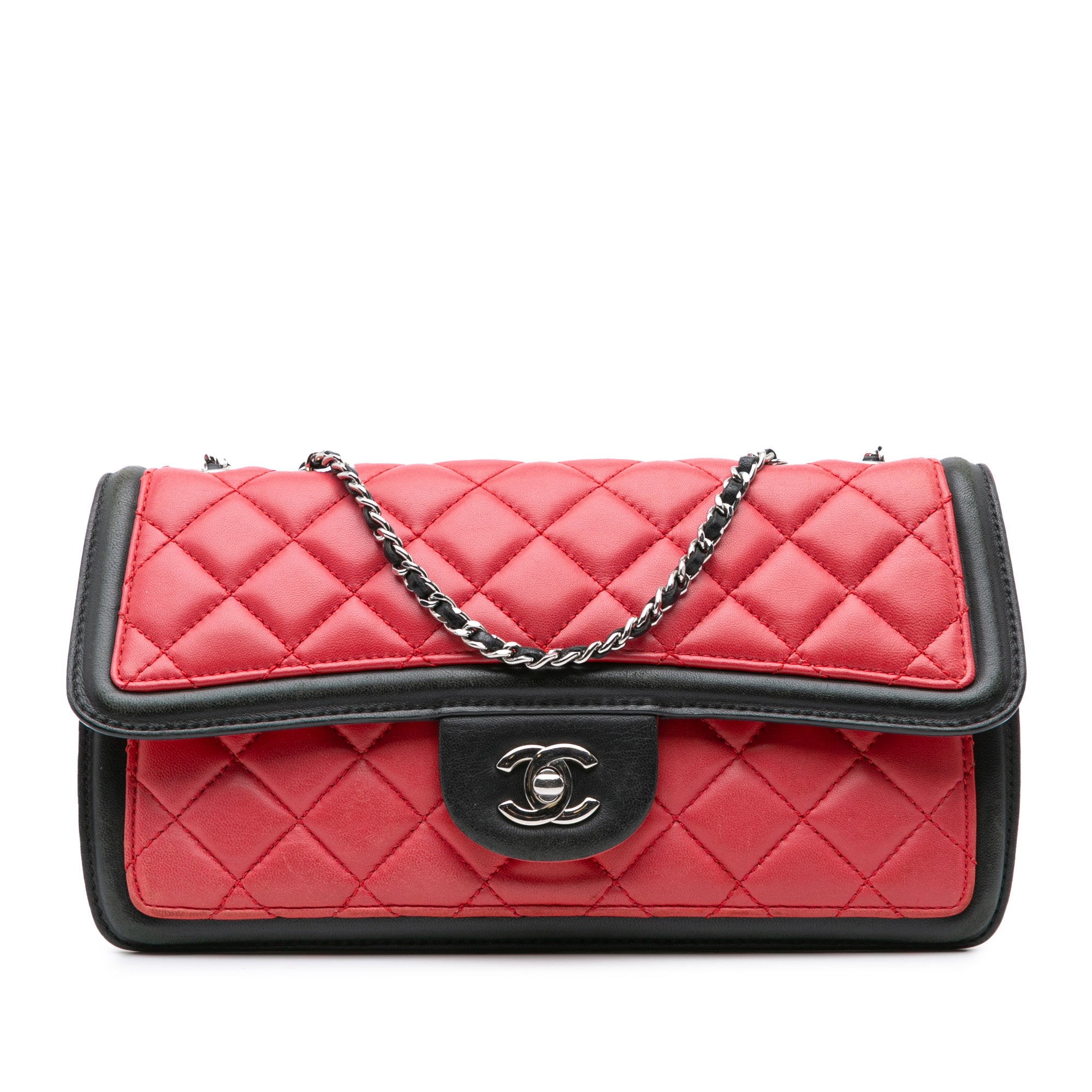 Chanel Medium Quilted Lambskin Grosgrain Two Tone Flap - image 1