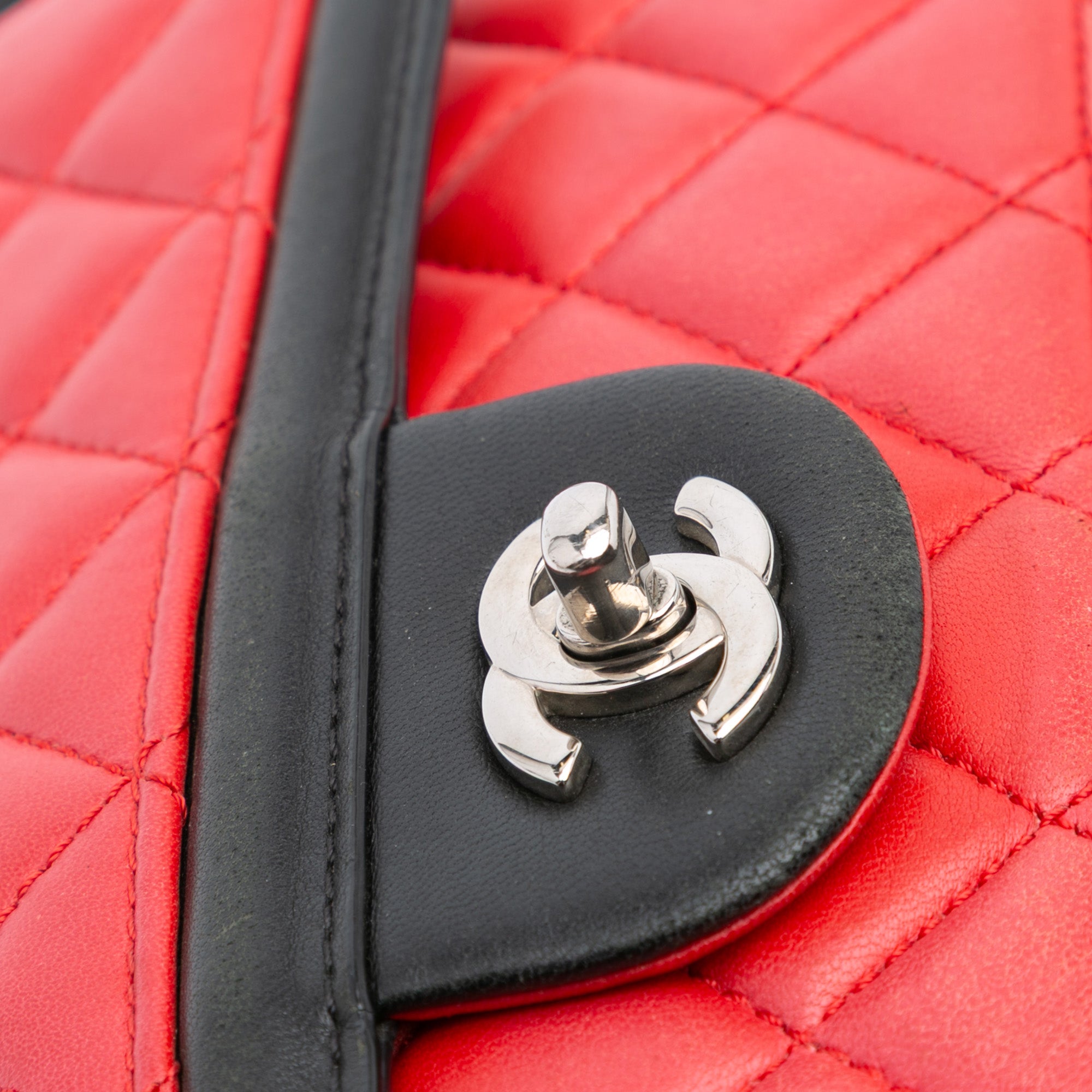 Chanel Medium Quilted Lambskin Grosgrain Two Tone Flap - image 9