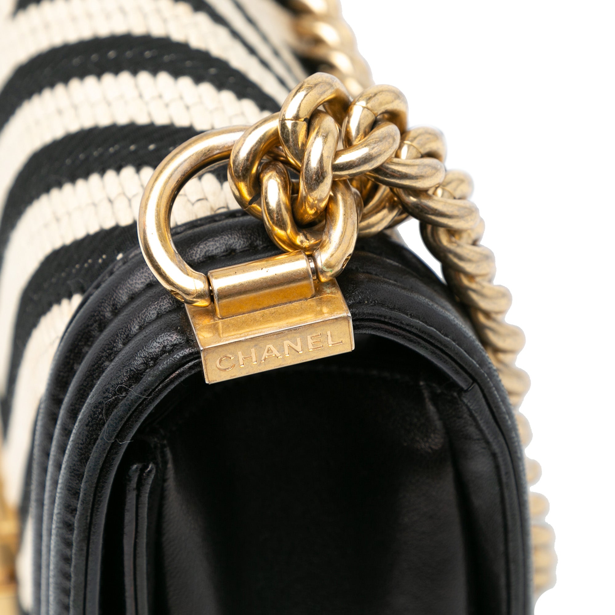 Chanel Old Medium Braided Chevron Cotton and Lambskin Boy Flap - image 7