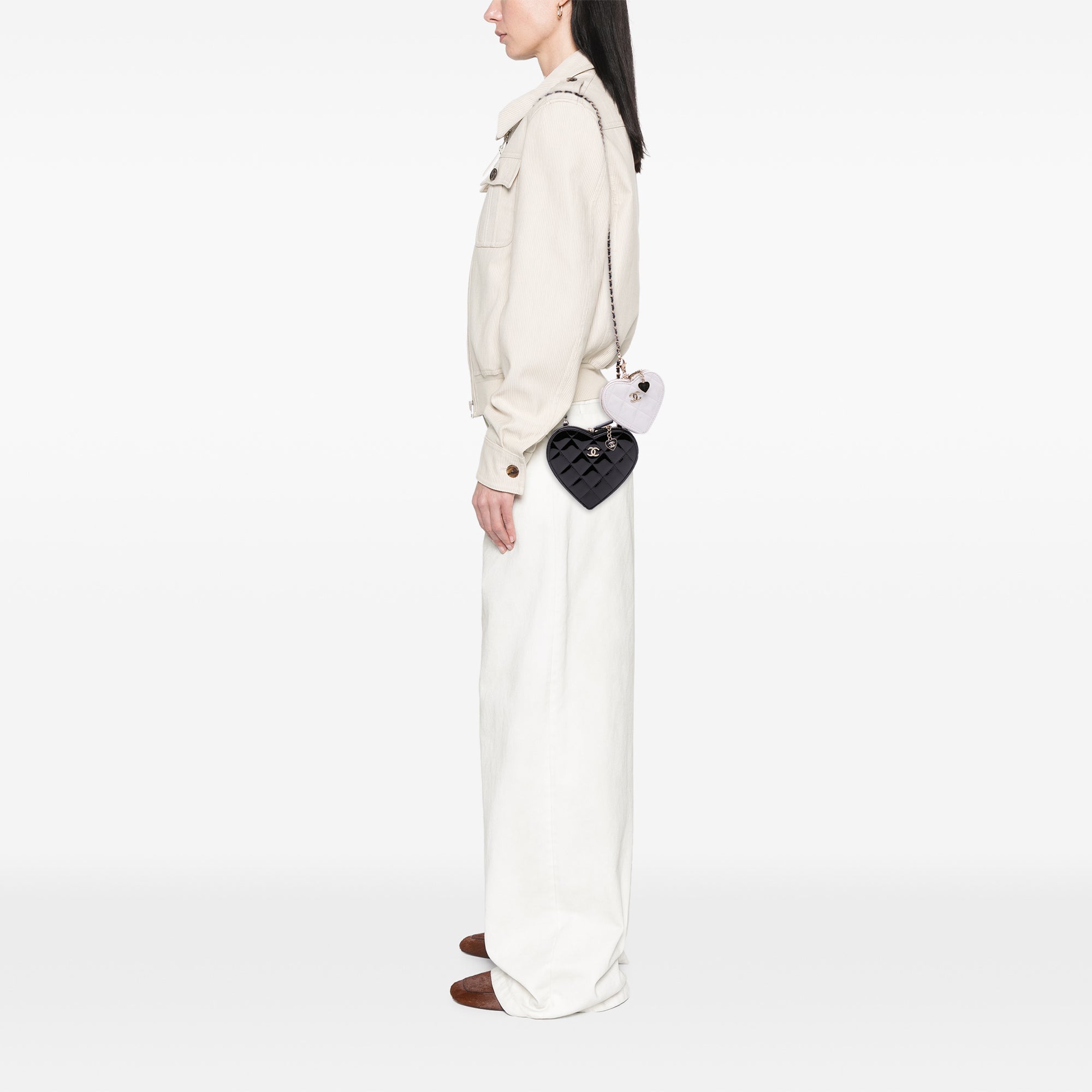 Chanel Quilted Patent Duo Heart Clutch with Chain - image 11