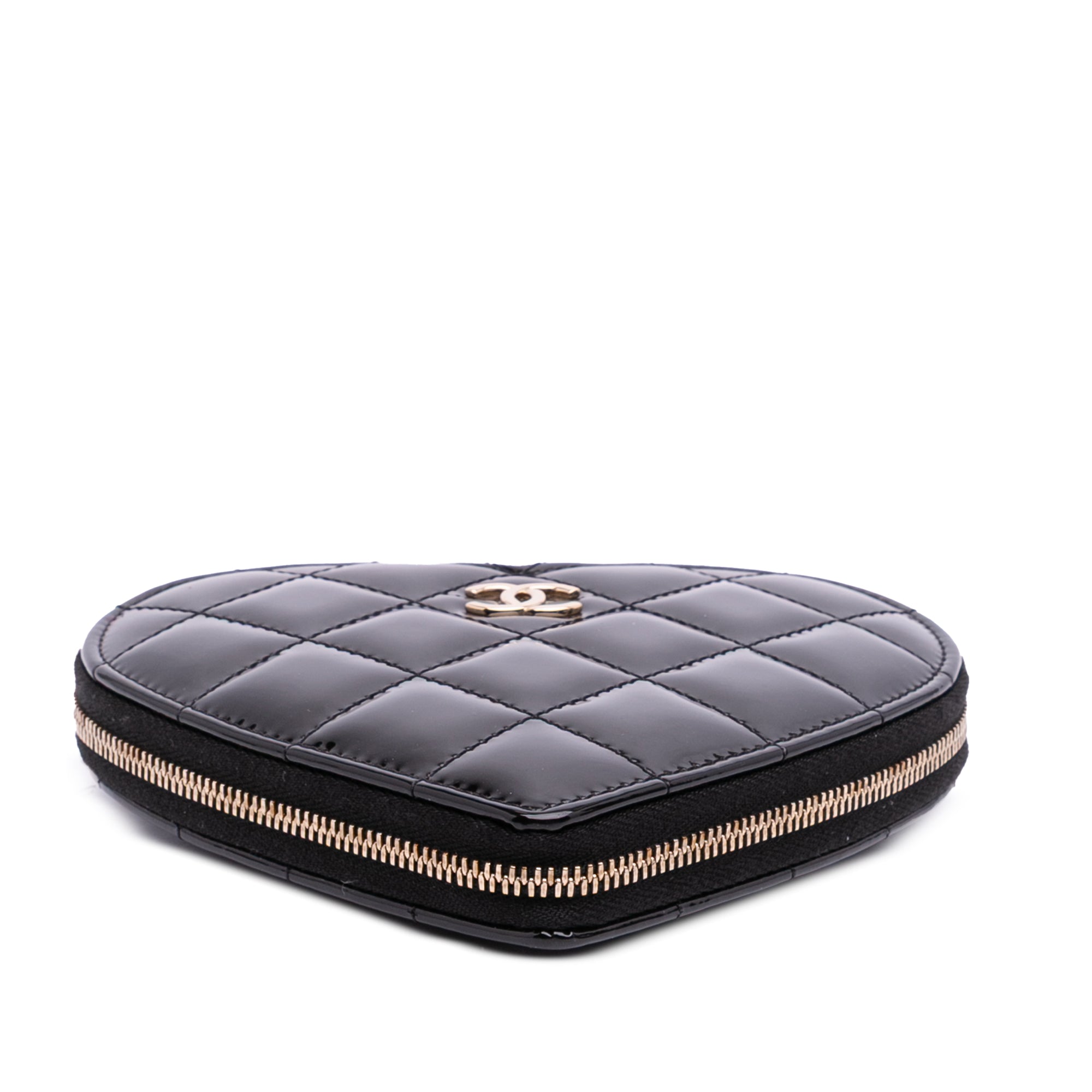Chanel Quilted Patent Duo Heart Clutch with Chain - image 3