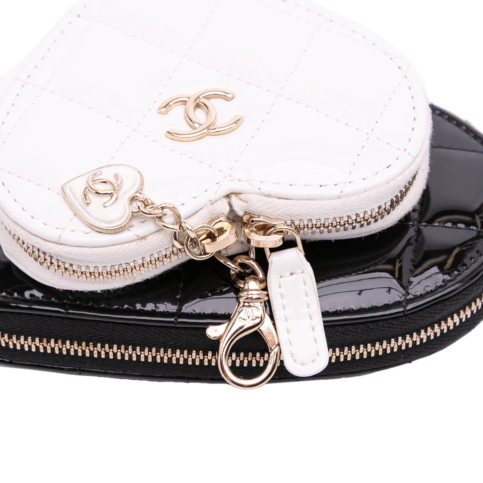 Chanel Quilted Patent Duo Heart Clutch with Chain - image 8