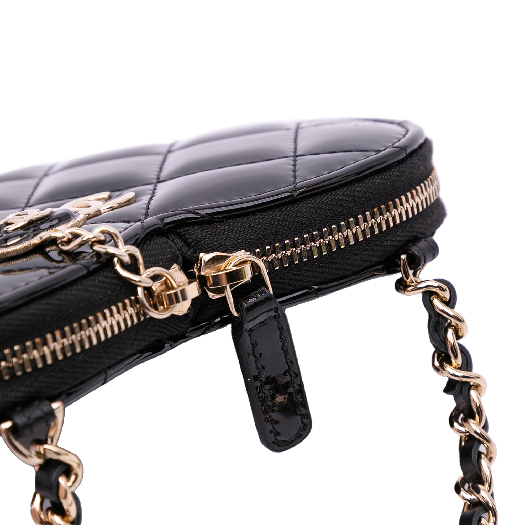 Chanel Quilted Patent Duo Heart Clutch with Chain - image 9