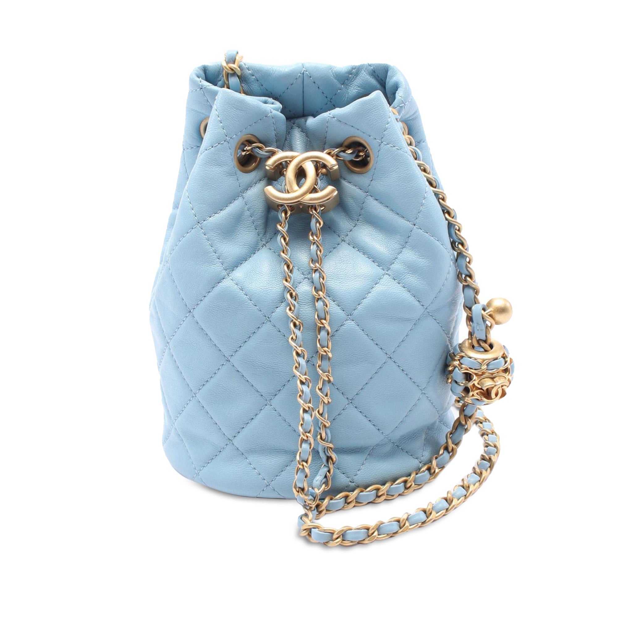 Chanel Quilted Lambskin Pearl Crush Bucket Bag - image 1