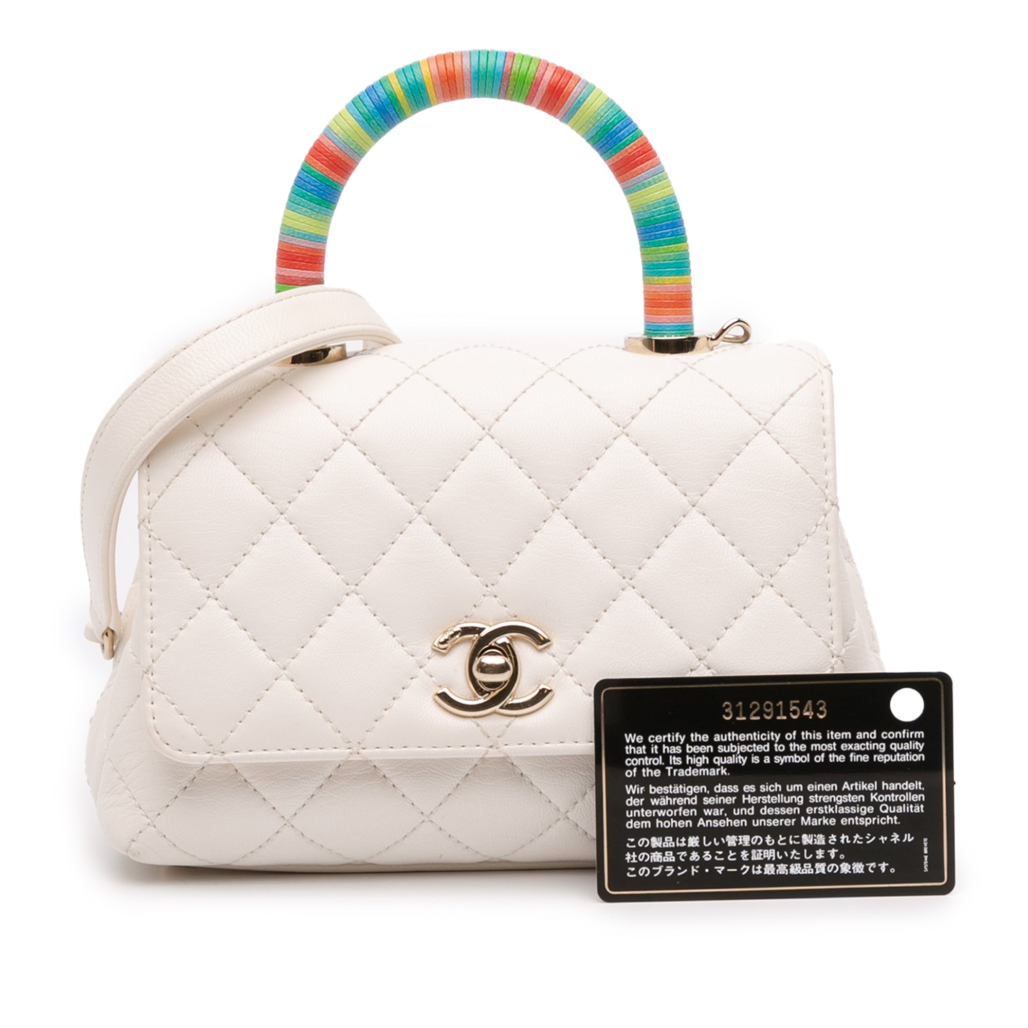 Chanel Extra Mini Quilted Goatskin Rainbow Top Handle Flap - image 11