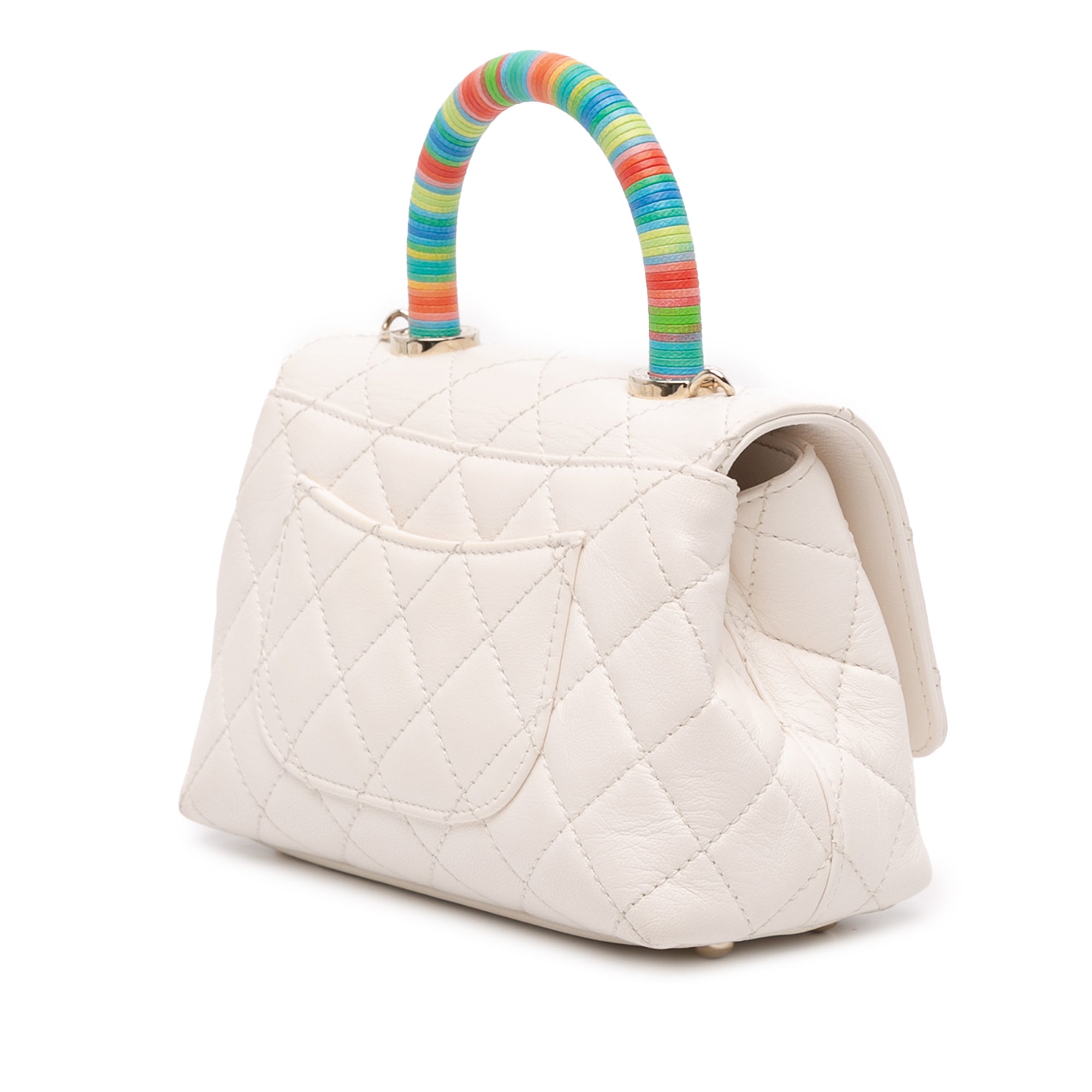 Chanel Extra Mini Quilted Goatskin Rainbow Top Handle Flap - image 2