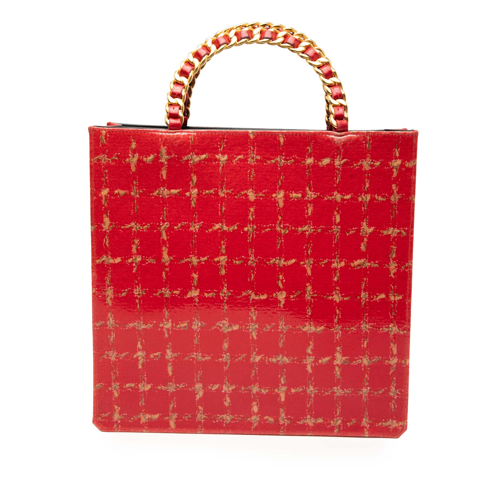 Chanel Chocolate Bar Patent Tweed Print Tote - image 1