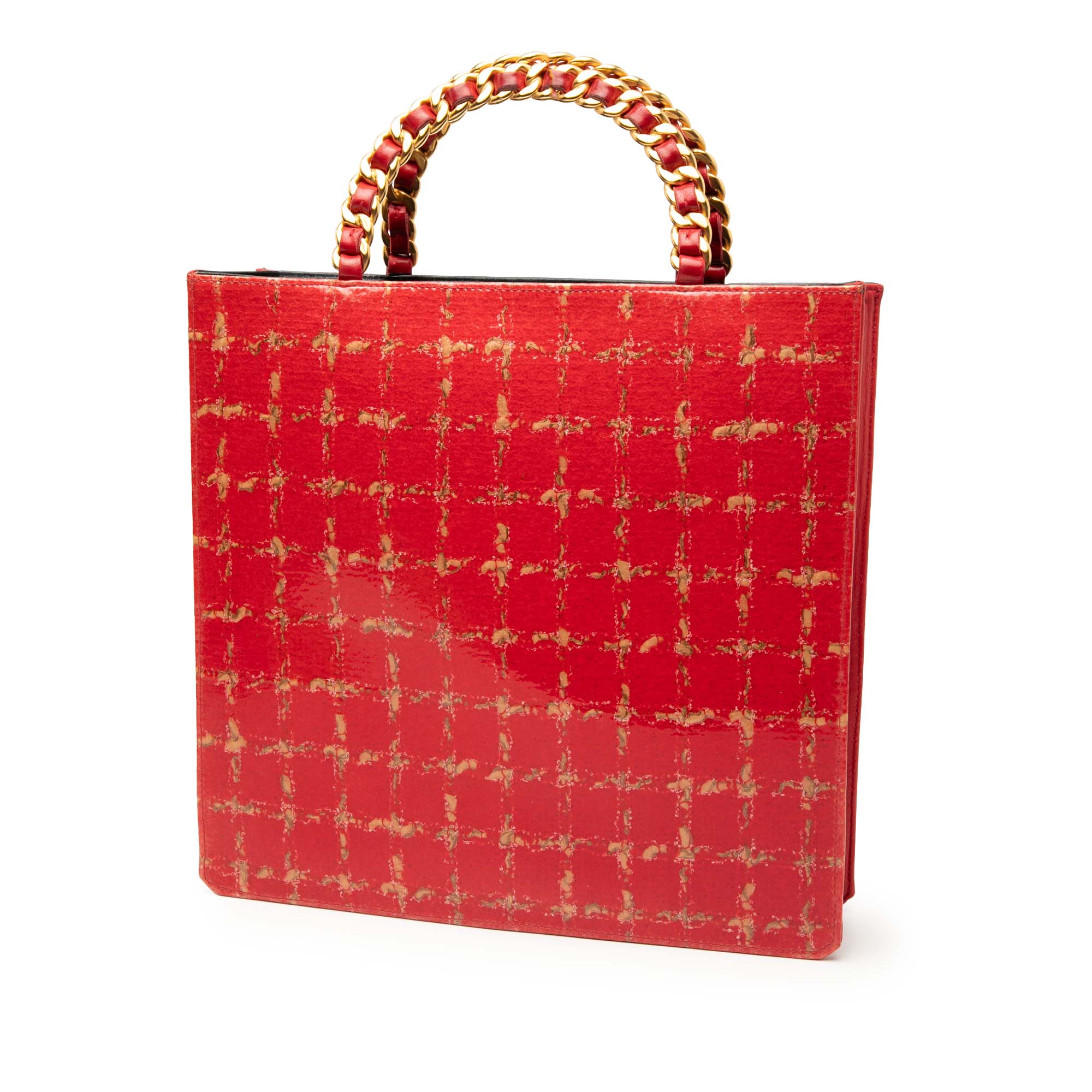 Chanel Chocolate Bar Patent Tweed Print Tote - image 2
