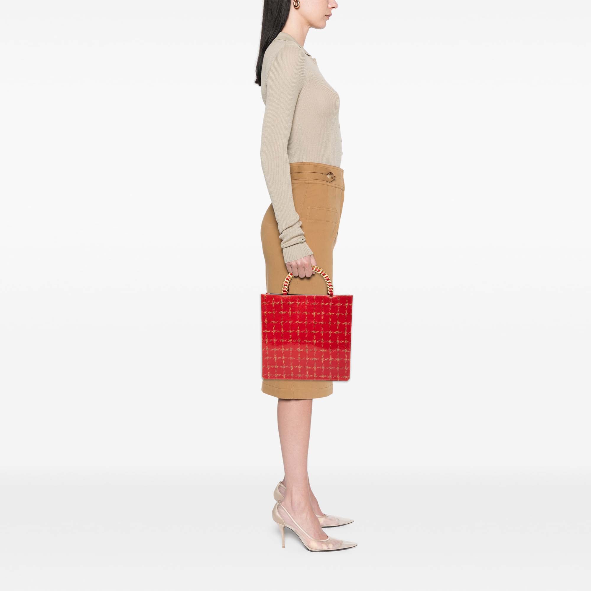 Chanel Chocolate Bar Patent Tweed Print Tote - image 7