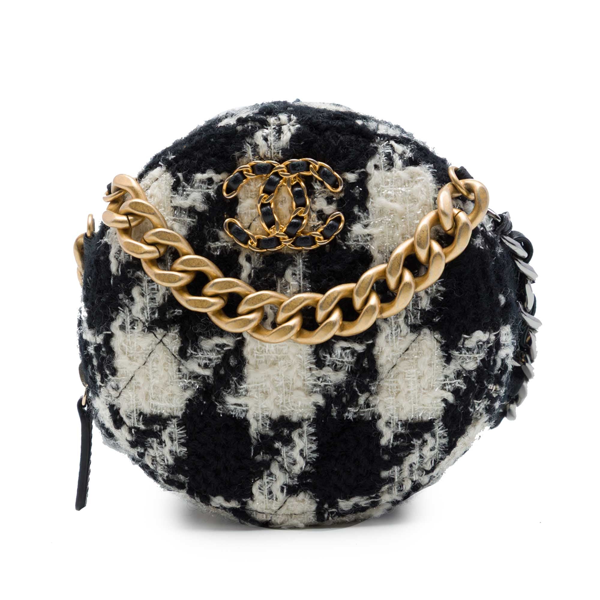 Chanel Tweed 19 Round Clutch with Chain and Coin Purse - image 1