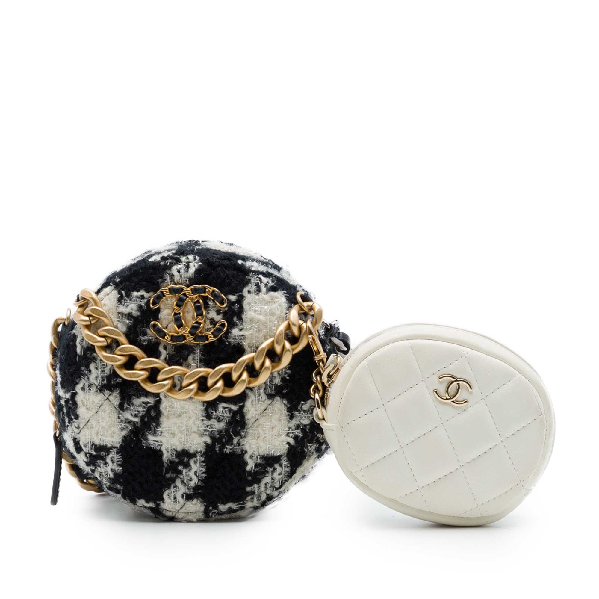 Chanel Tweed 19 Round Clutch with Chain and Coin Purse - image 7