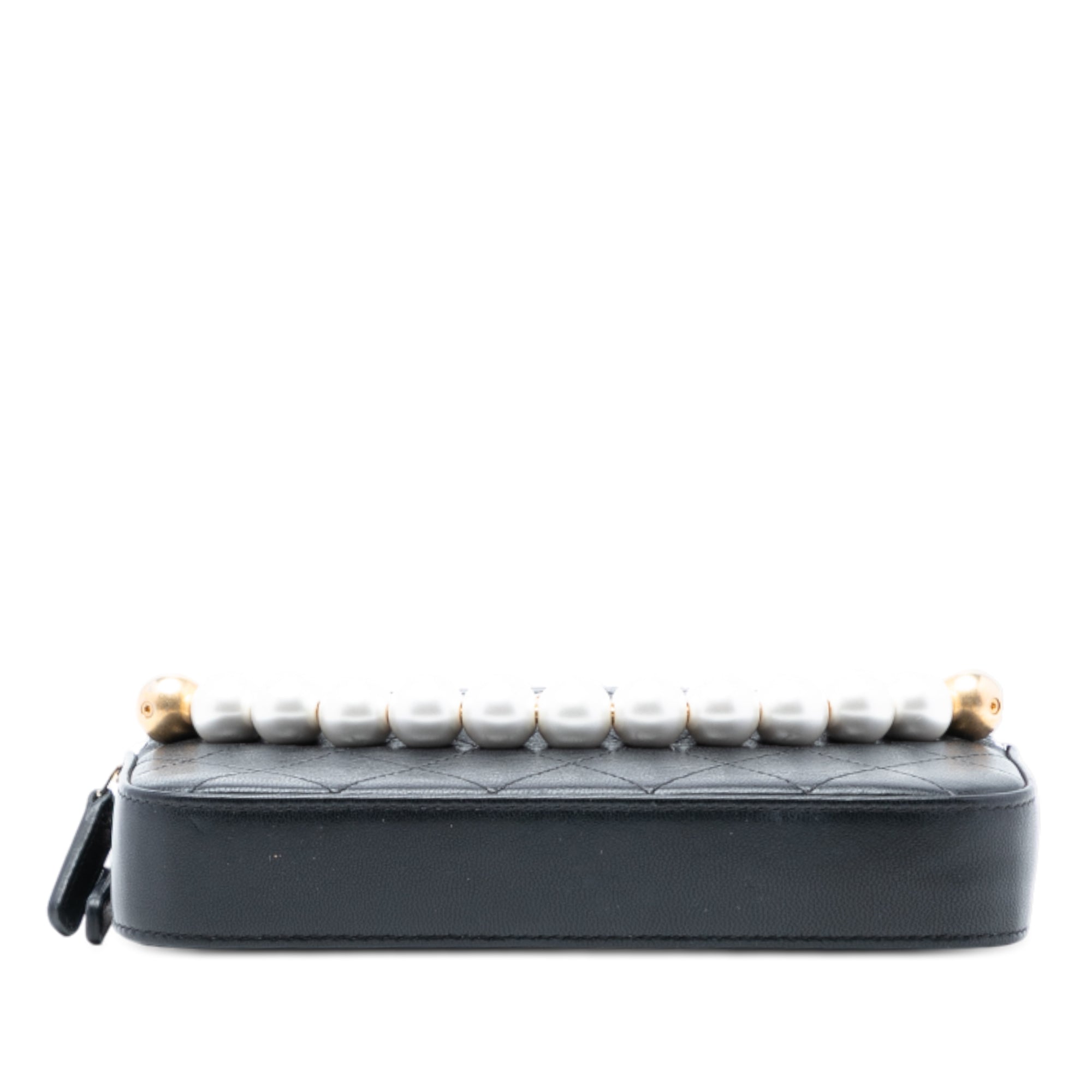 Chanel CC Quilted Goatskin Chic Pearls Double Zip Clutch With Chain - image 3
