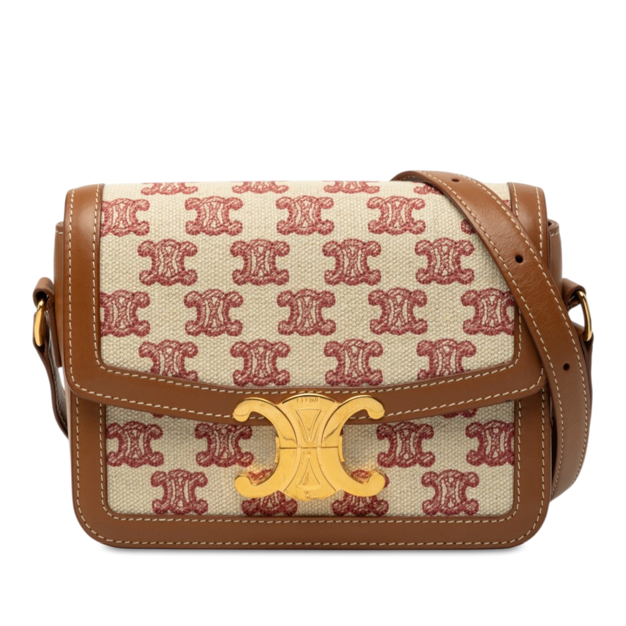 Celine Teen Embroidered Canvas and Calfskin Triomphe Crossbody - image 1