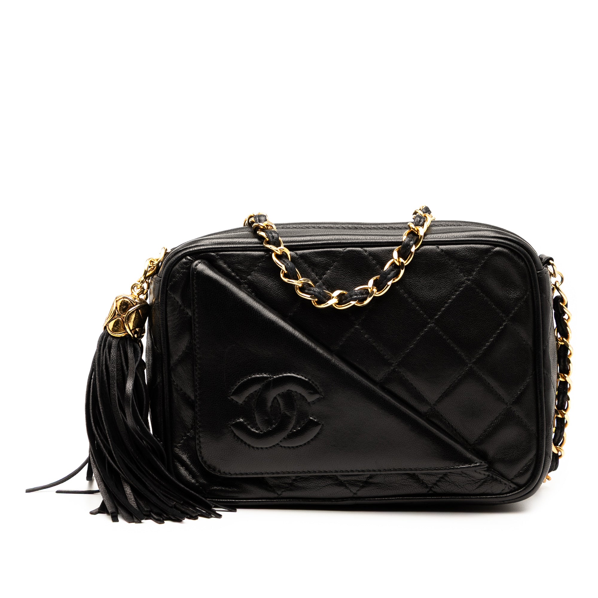 Chanel CC Quilted Lambskin Tassel Camera Bag - image 1