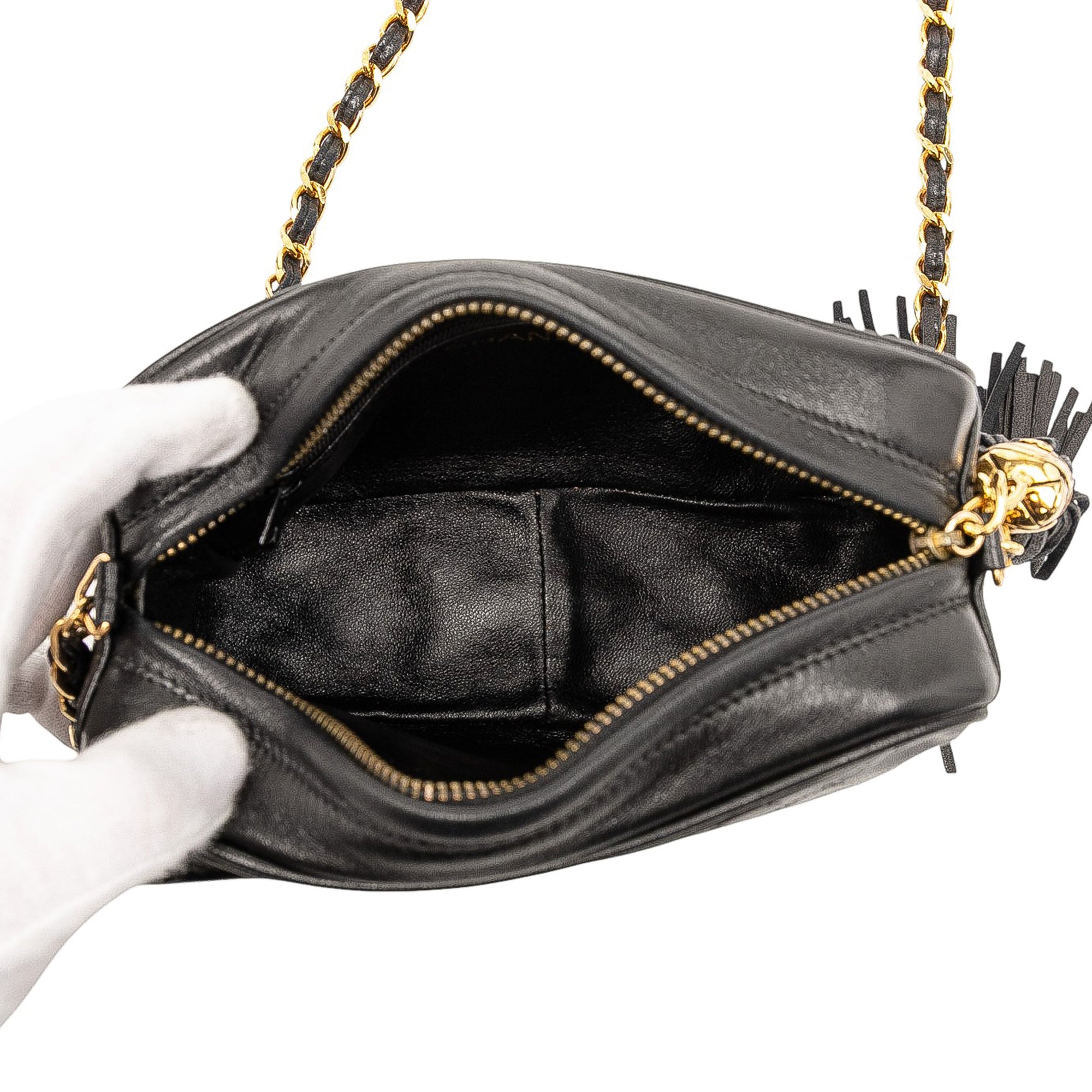 Chanel CC Quilted Lambskin Tassel Camera Bag - image 4