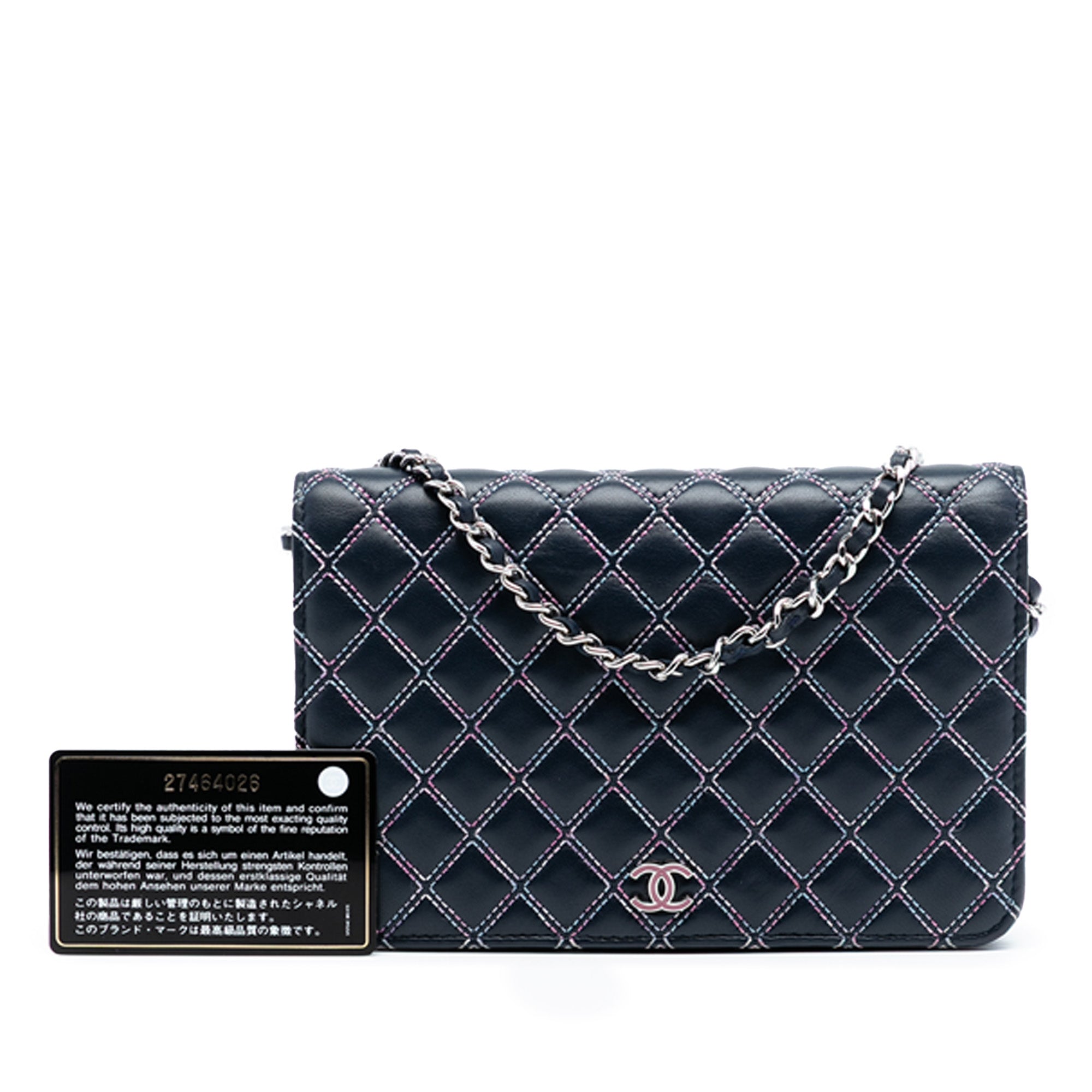 Chanel CC Quilted Lambskin Double Stitch Wallet On Chain - image 8