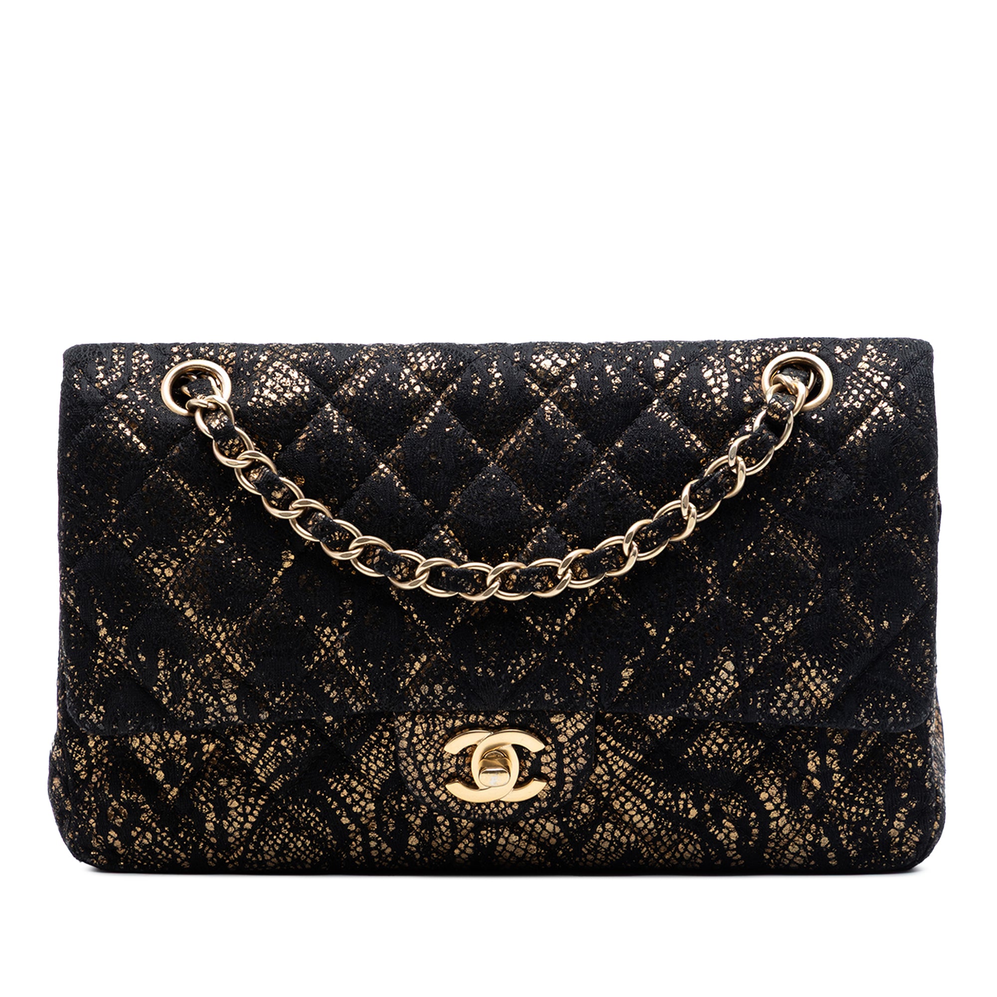 Chanel Medium Classic Metallic Goatskin and Lace Double Flap - image 1