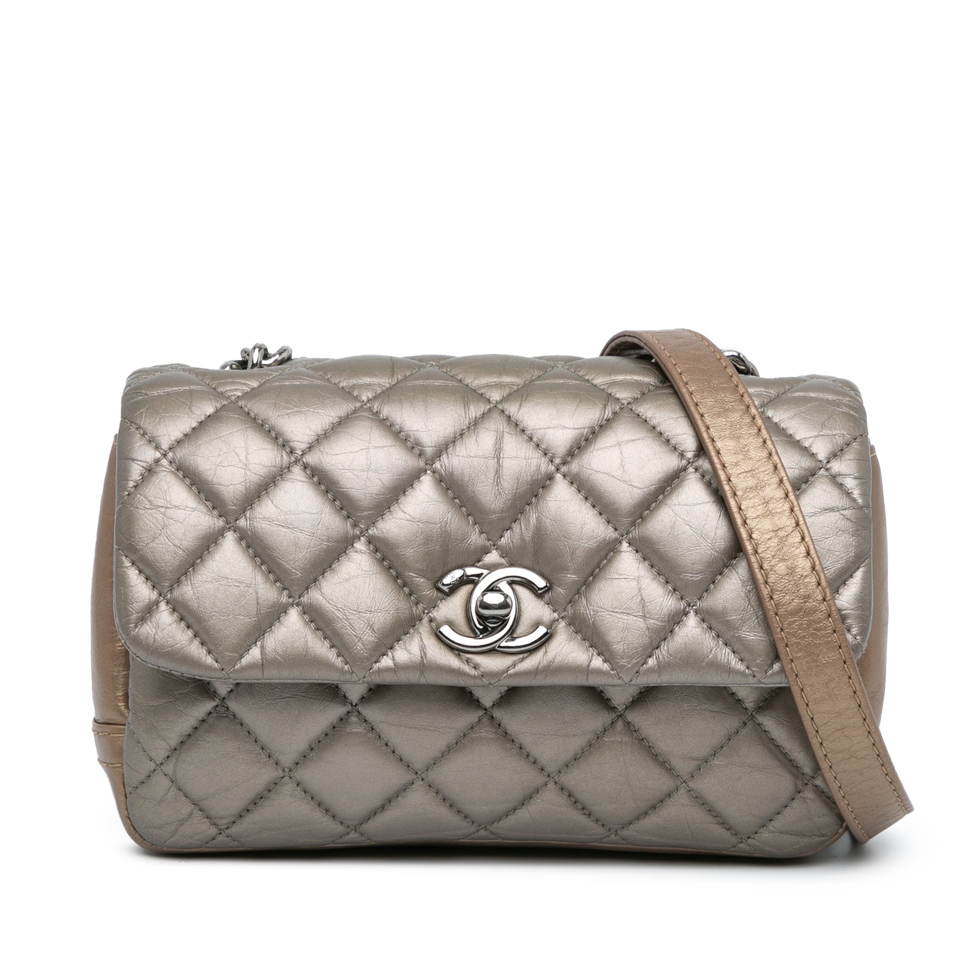 Chanel Mini Quilted Metallic Calfskin Lady Pearly Flap - image 1