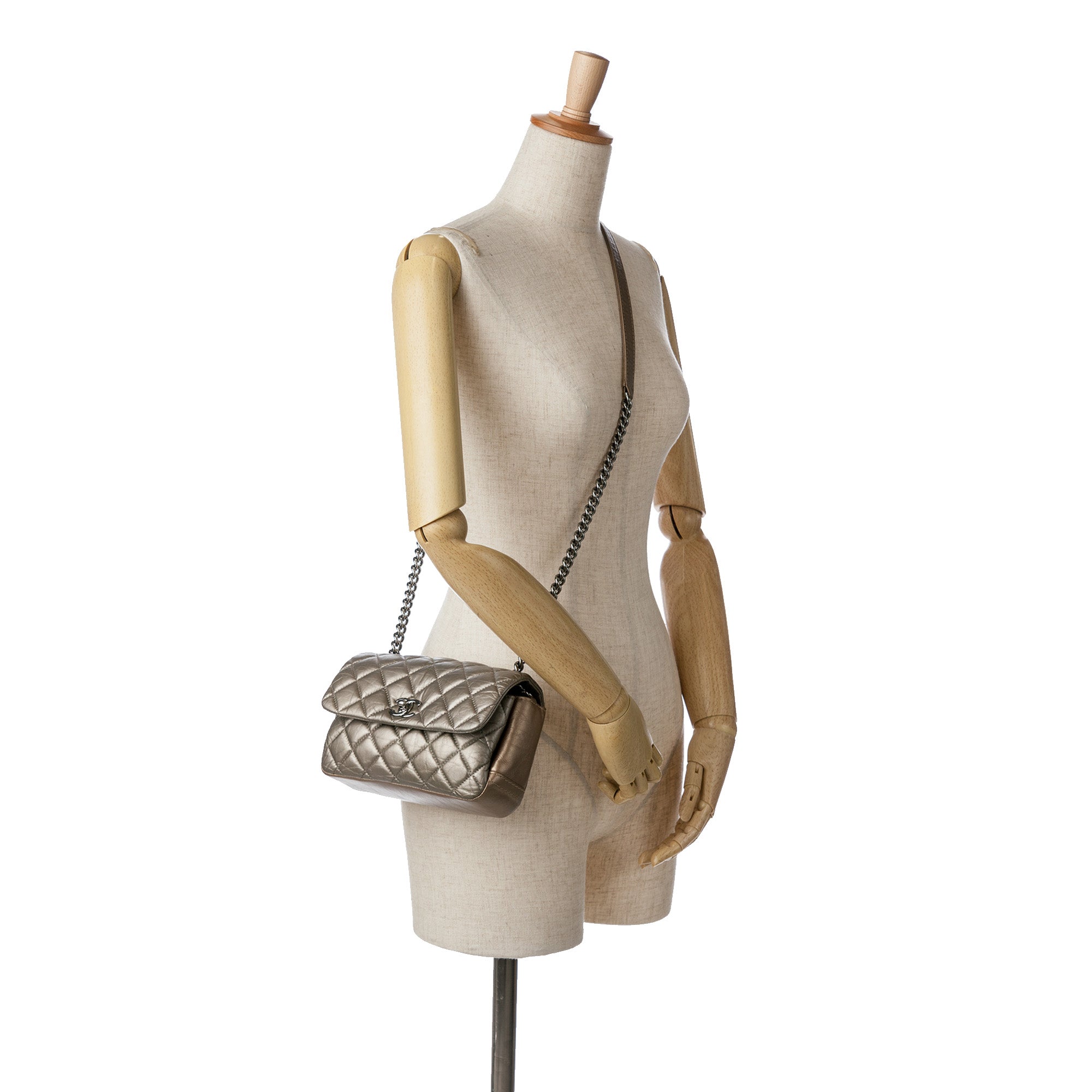 Chanel Mini Quilted Metallic Calfskin Lady Pearly Flap - image 9