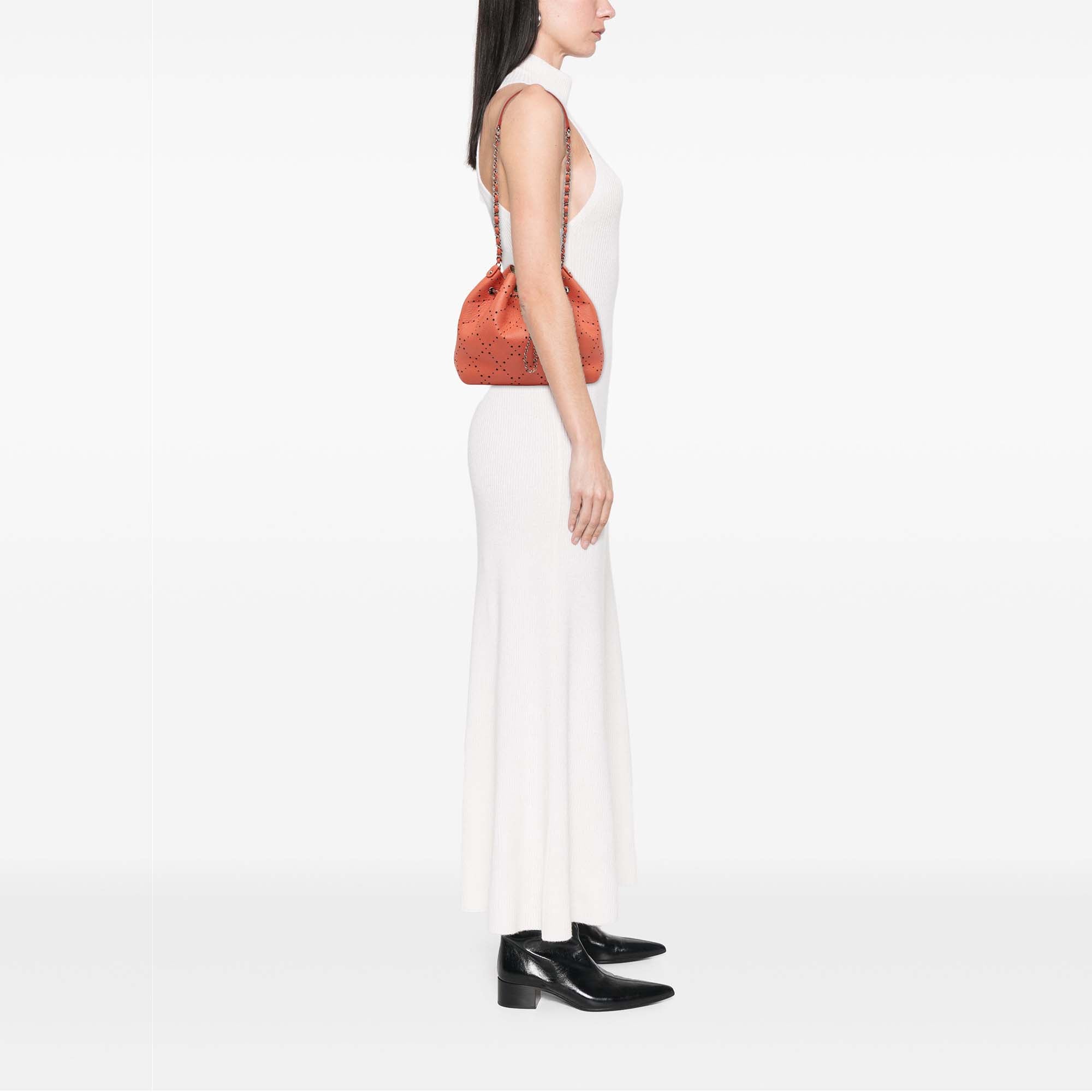 Chanel Medium CC Perforated Caviar Drawstring Bucket Bag - image 10