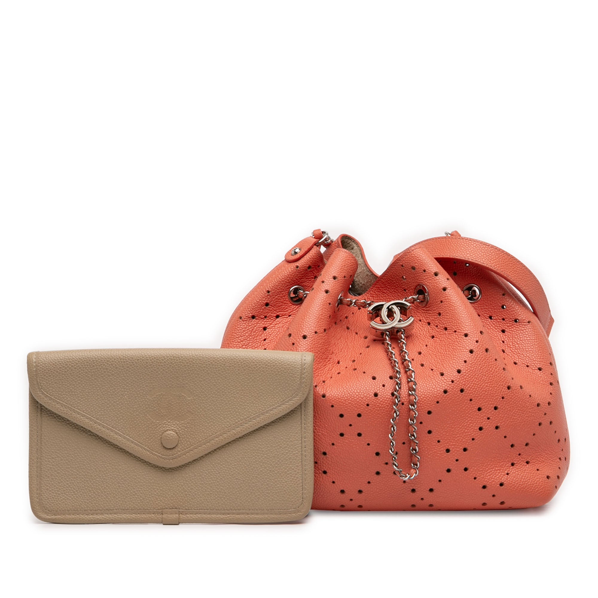Chanel Medium CC Perforated Caviar Drawstring Bucket Bag - image 11