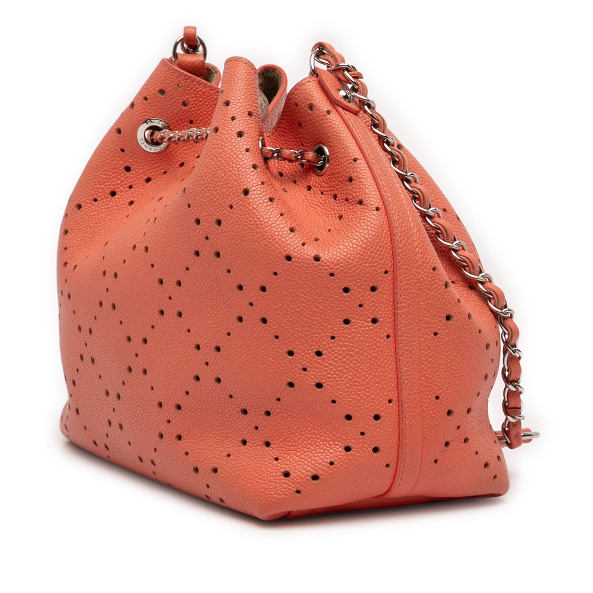 Chanel Medium CC Perforated Caviar Drawstring Bucket Bag - image 2