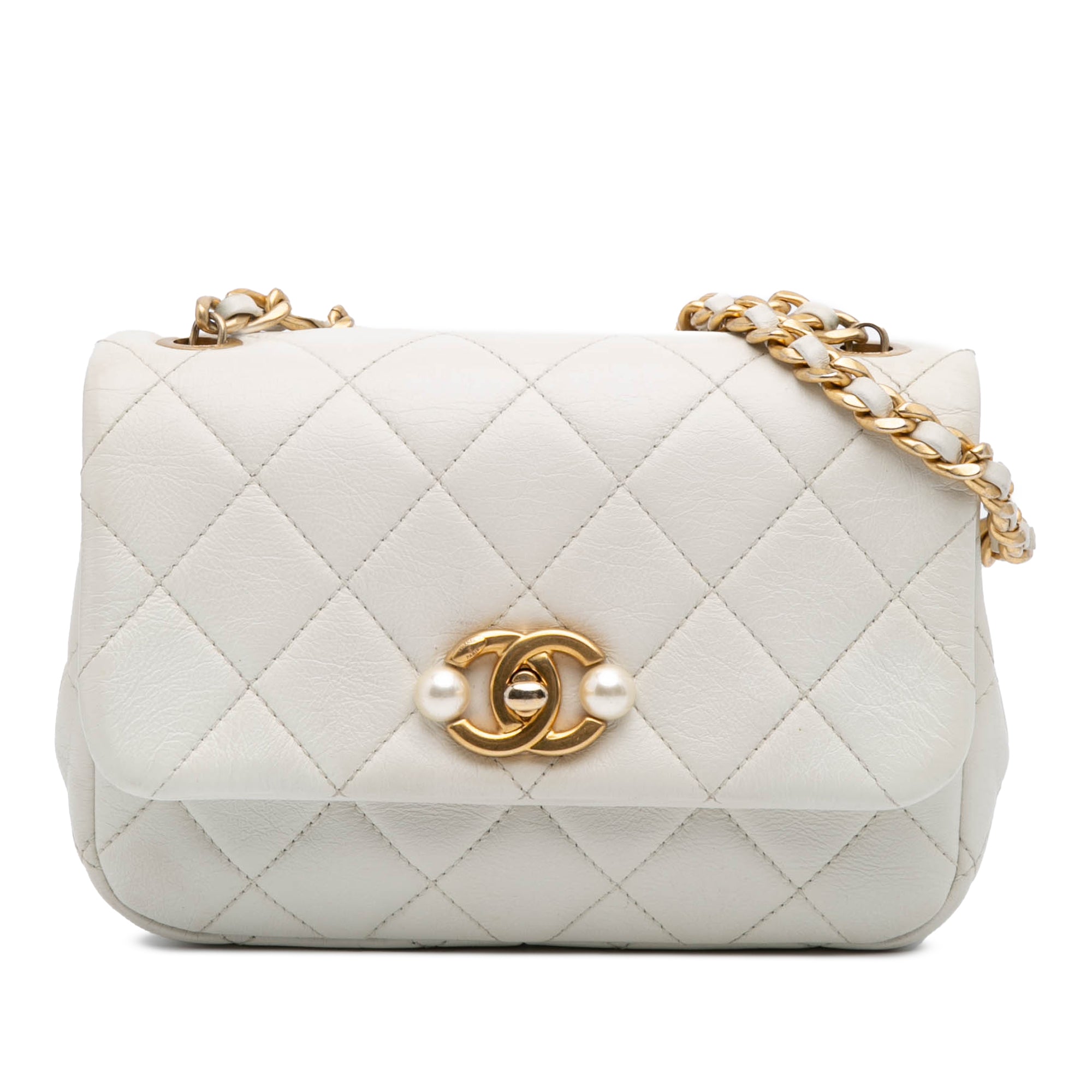 Chanel Mini Glazed Calfskin Pearl Side Flap - image 1