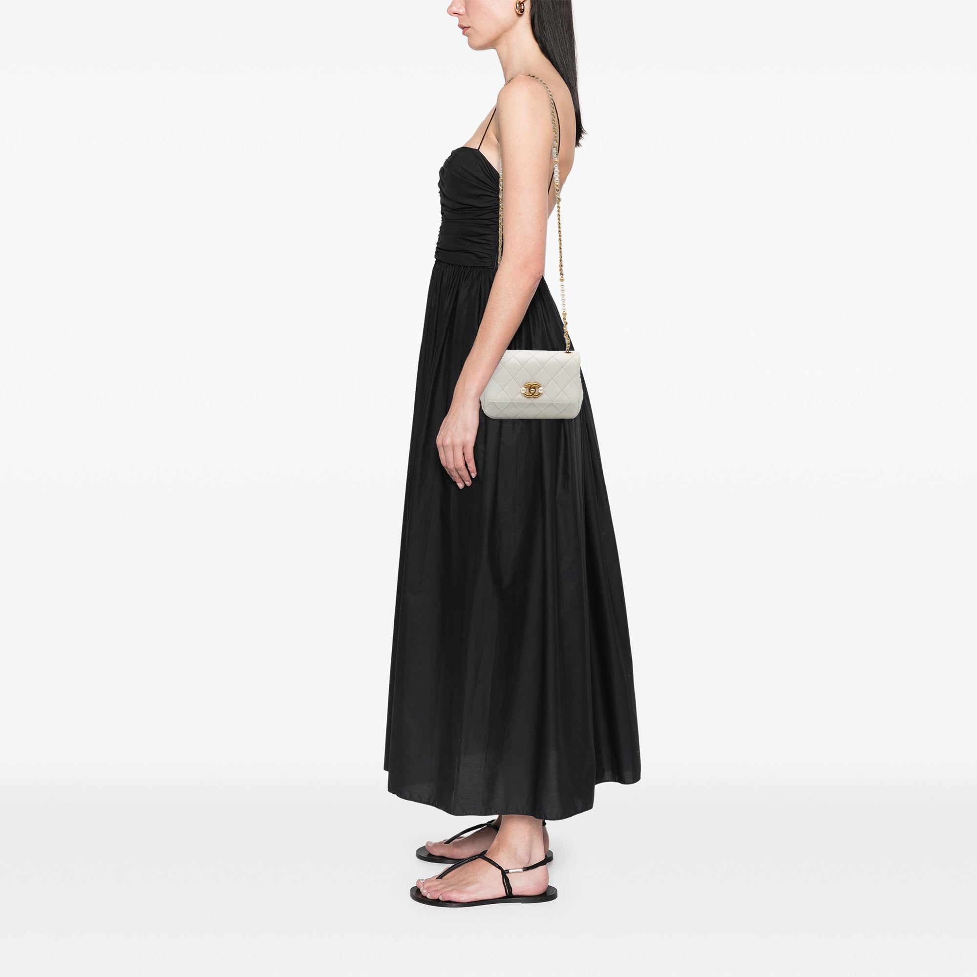 Chanel Mini Glazed Calfskin Pearl Side Flap - image 11