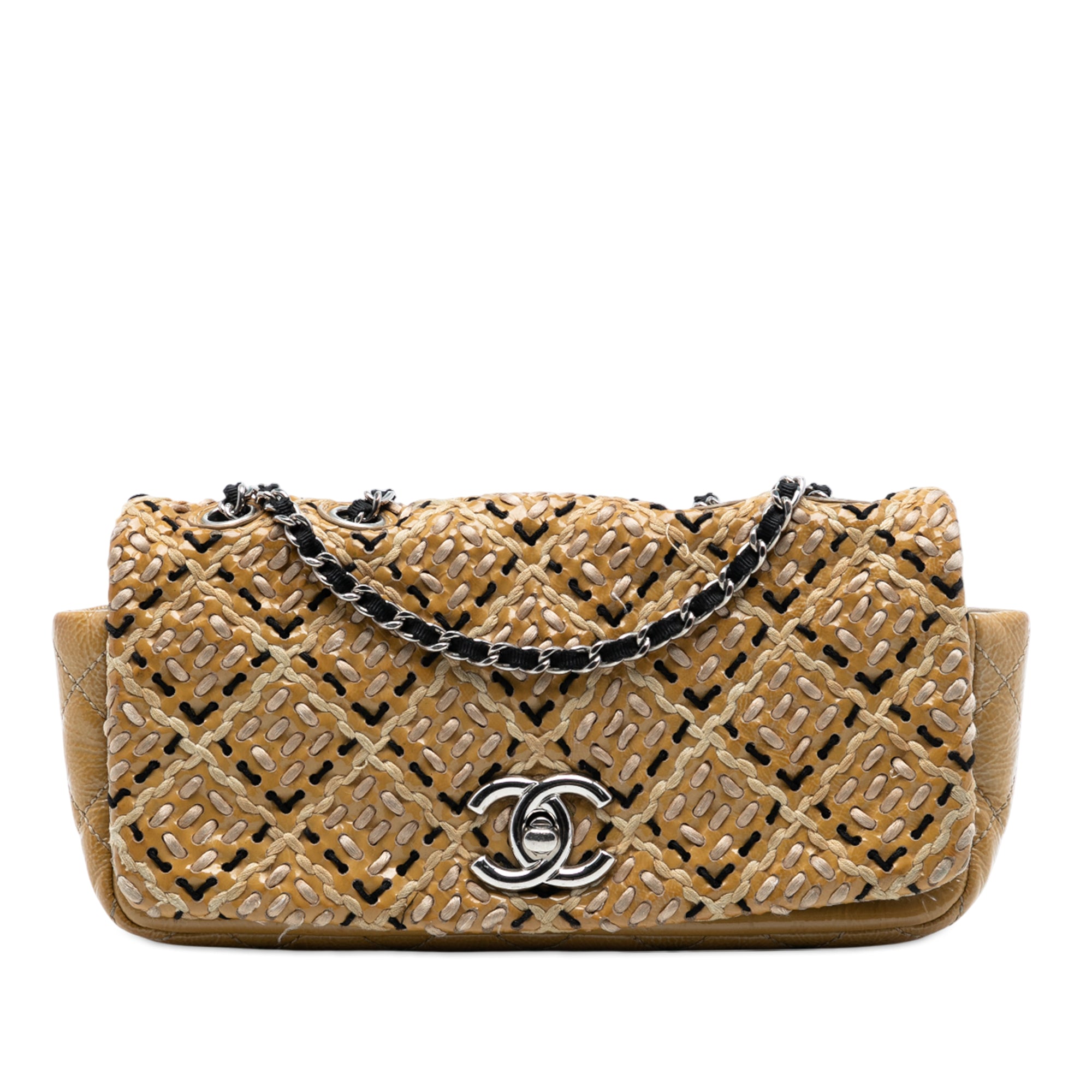 Chanel CC Patent Woven Stitch Full Flap - image 1