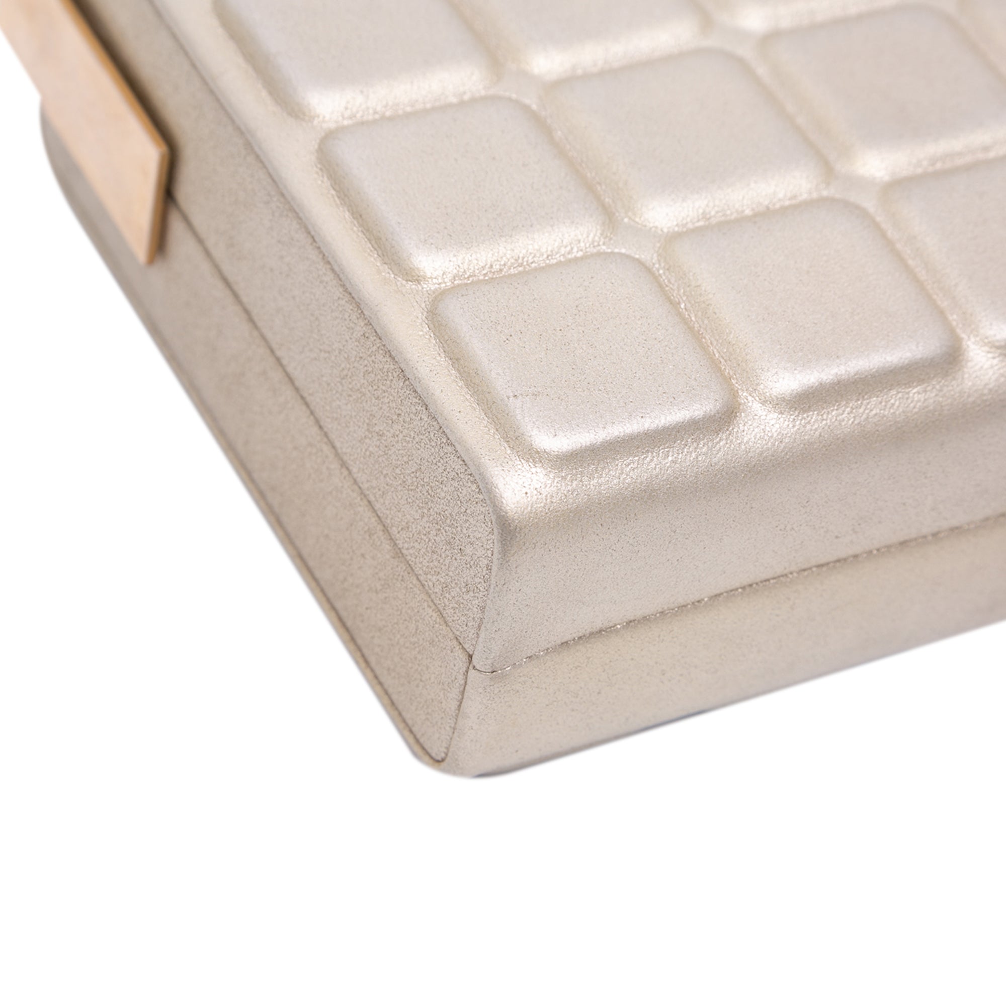 Chanel Chocolate Bar Metallic Lambskin Frame Clutch with Chain - image 6