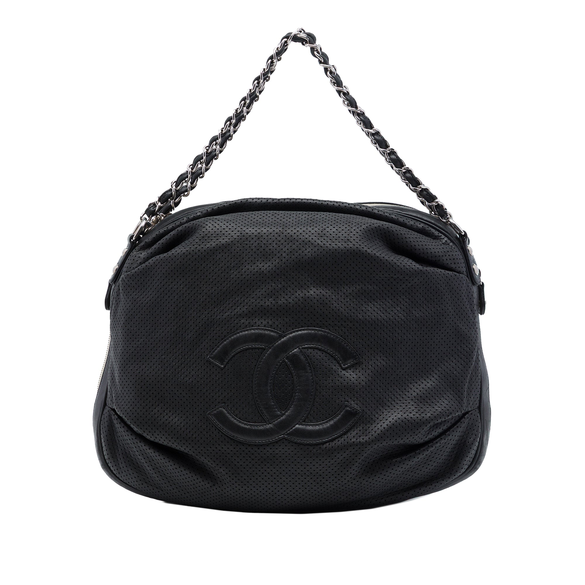 Chanel Perforated Lambskin Baseball Spirit Ligne Hobo - image 1