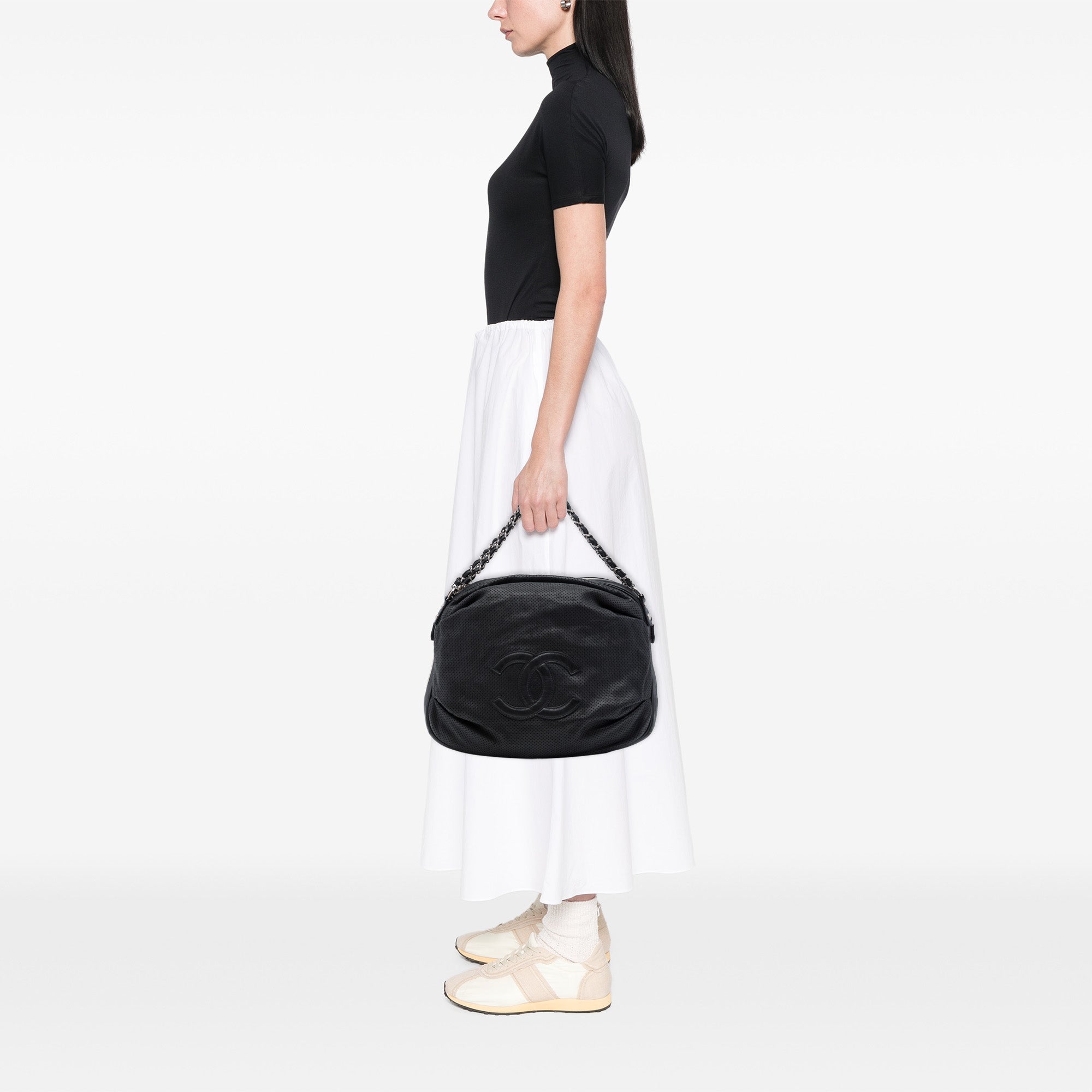 Chanel Perforated Lambskin Baseball Spirit Ligne Hobo - image 6