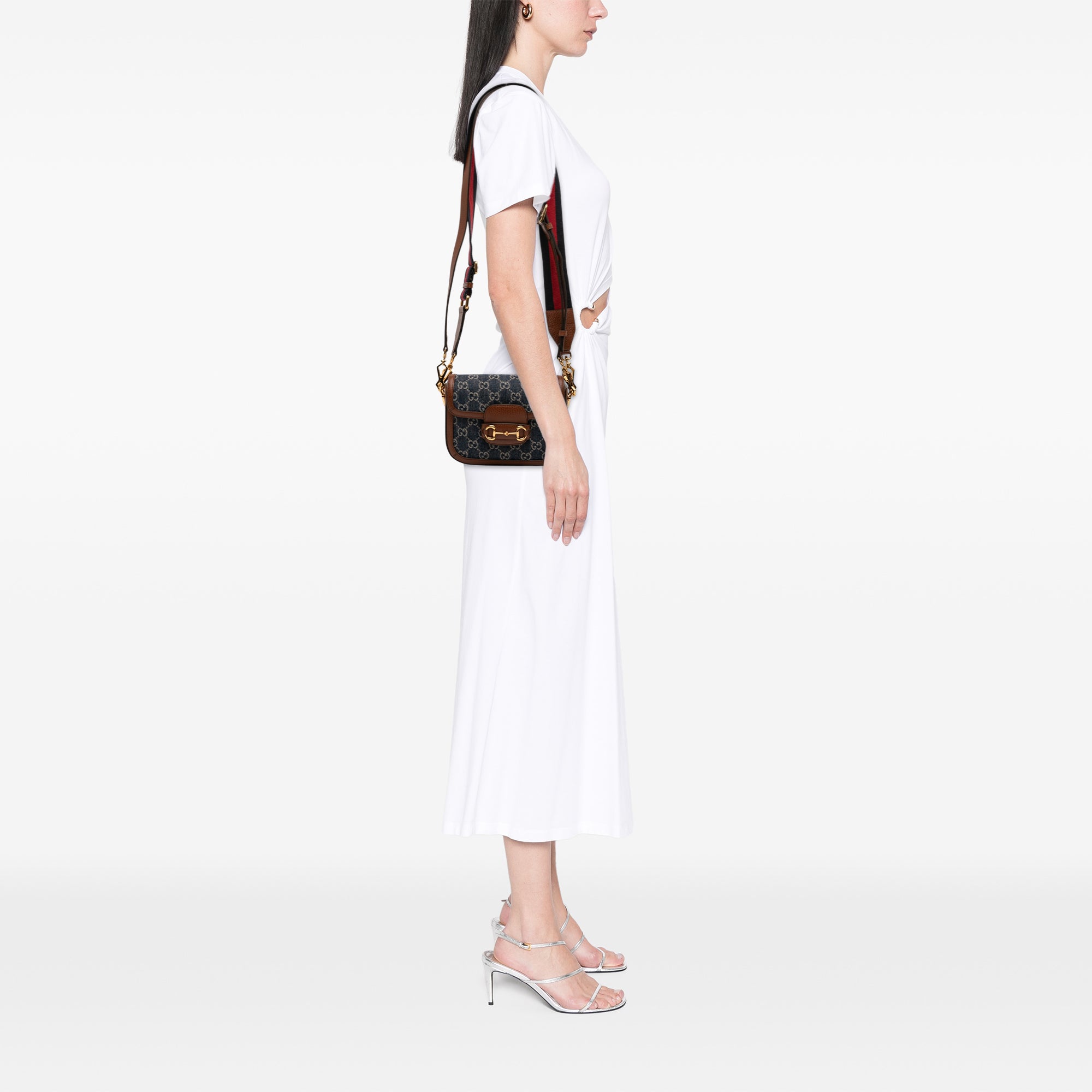 Gucci Small GG Denim Web Horsebit 1955 Crossbody - image 10