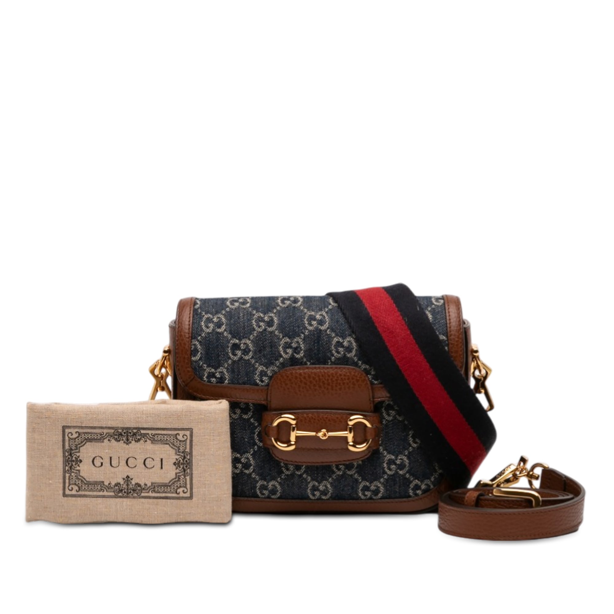 Gucci Small GG Denim Web Horsebit 1955 Crossbody - image 11