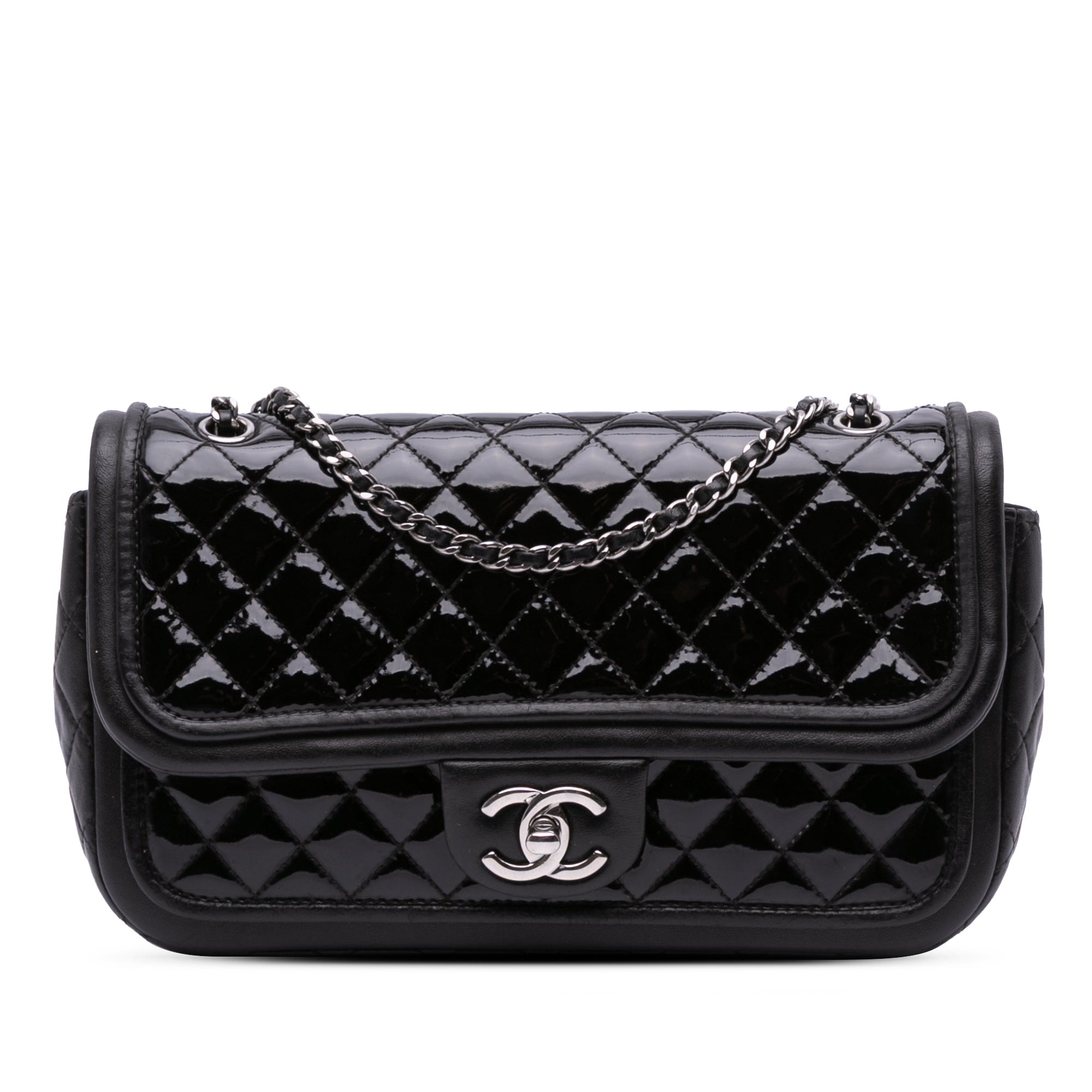 Chanel Medium Quilted Patent and Lambskin Trimmed Classic Twist Flap - image 1