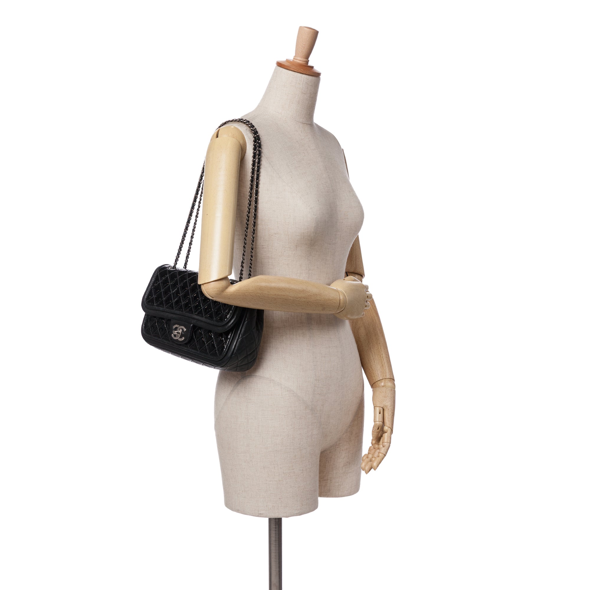 Chanel Medium Quilted Patent and Lambskin Trimmed Classic Twist Flap - image 10