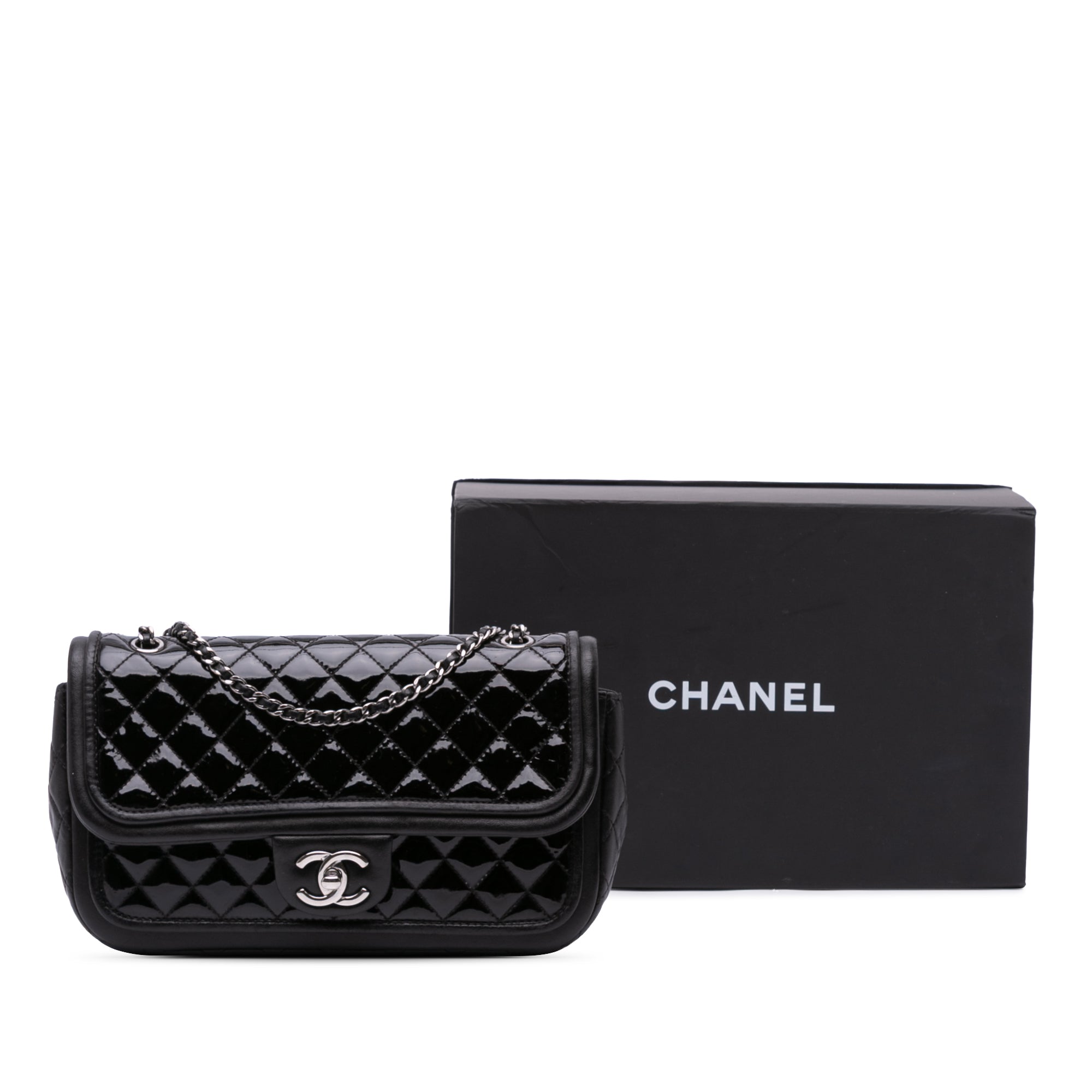 Chanel Medium Quilted Patent and Lambskin Trimmed Classic Twist Flap - image 11