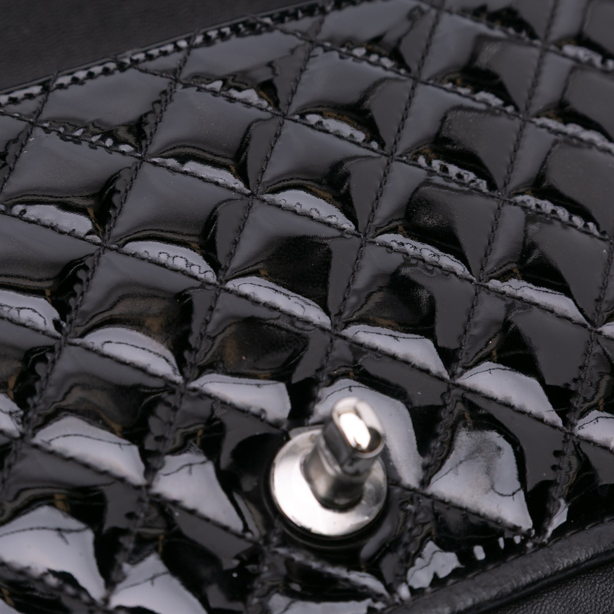 Chanel Medium Quilted Patent and Lambskin Trimmed Classic Twist Flap - image 7