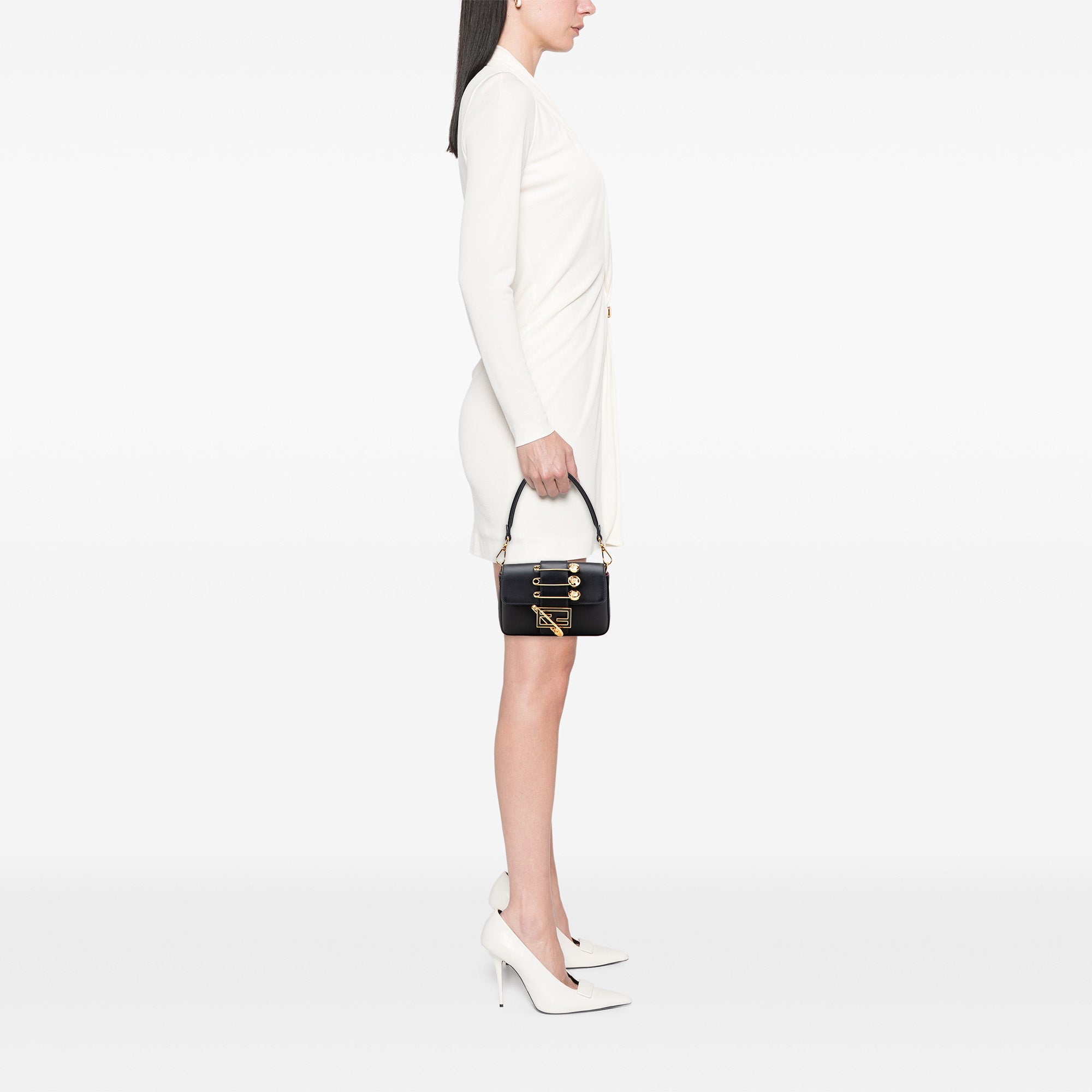 Fendi Versace Vitello Seta Fendace Mini Brooch Baguette Satchel - image 10