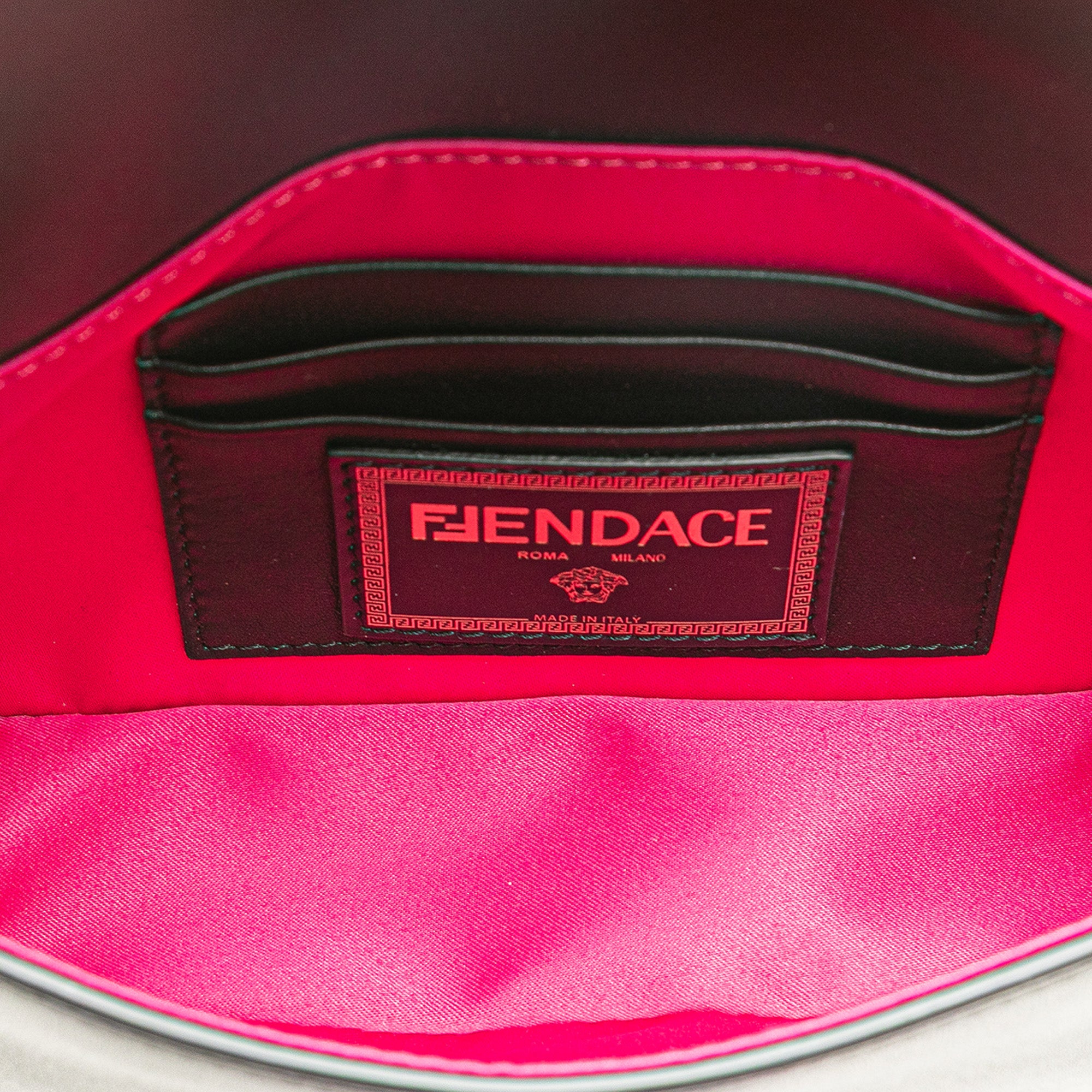 Fendi Versace Vitello Seta Fendace Mini Brooch Baguette Satchel - image 4