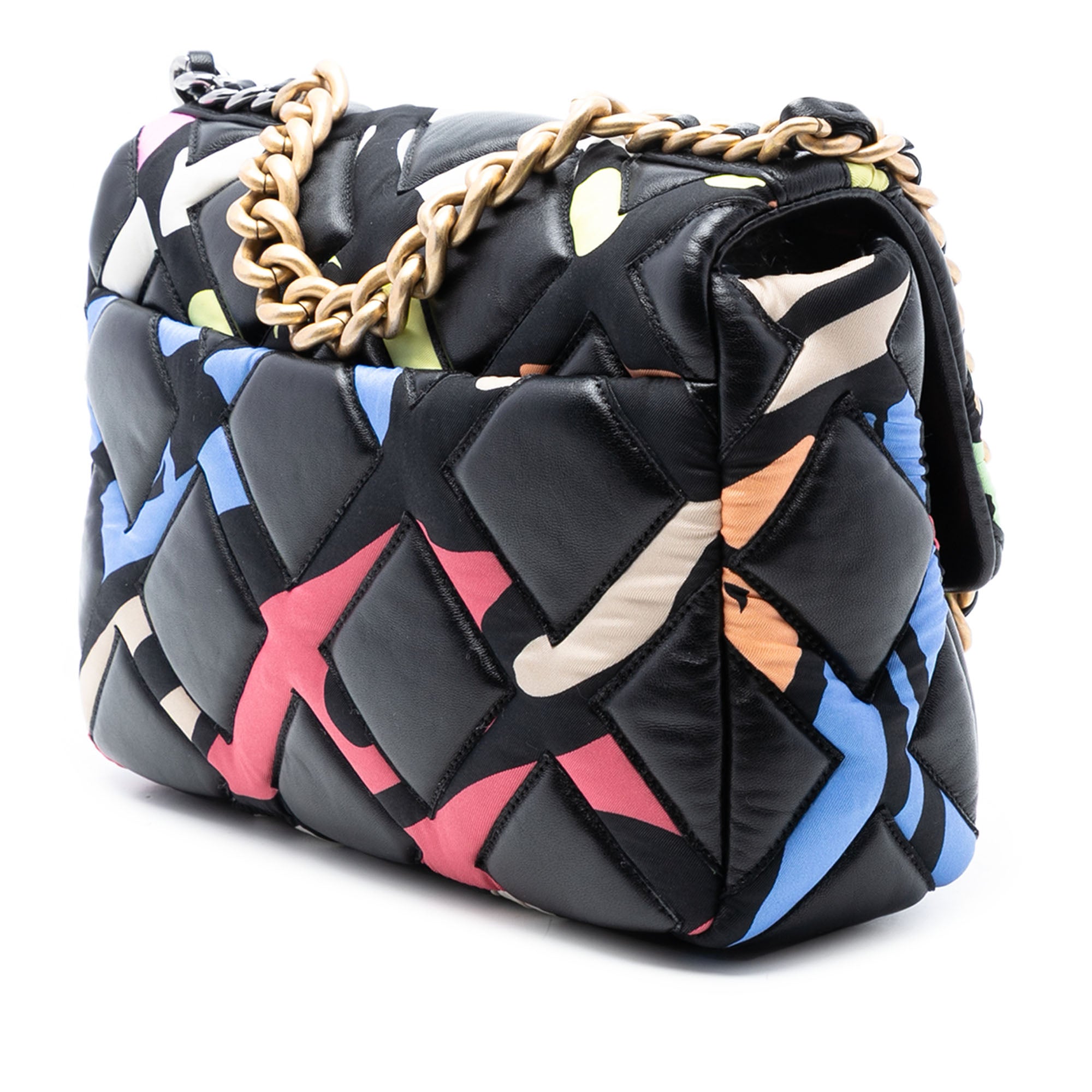 Chanel Medium Lambskin and Printed Silk Fixation 19 Flap - image 2