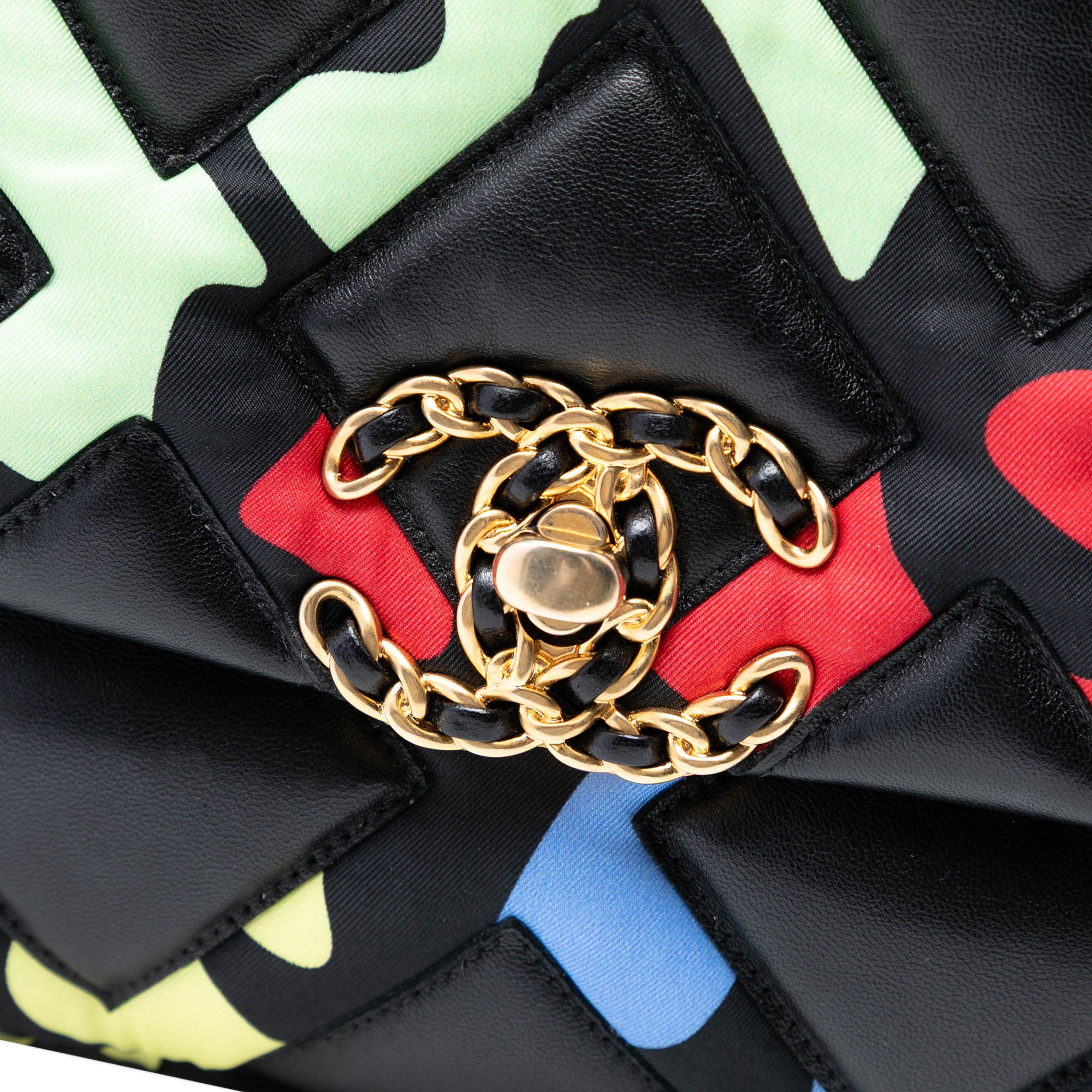 Chanel Medium Lambskin and Printed Silk Fixation 19 Flap - image 6