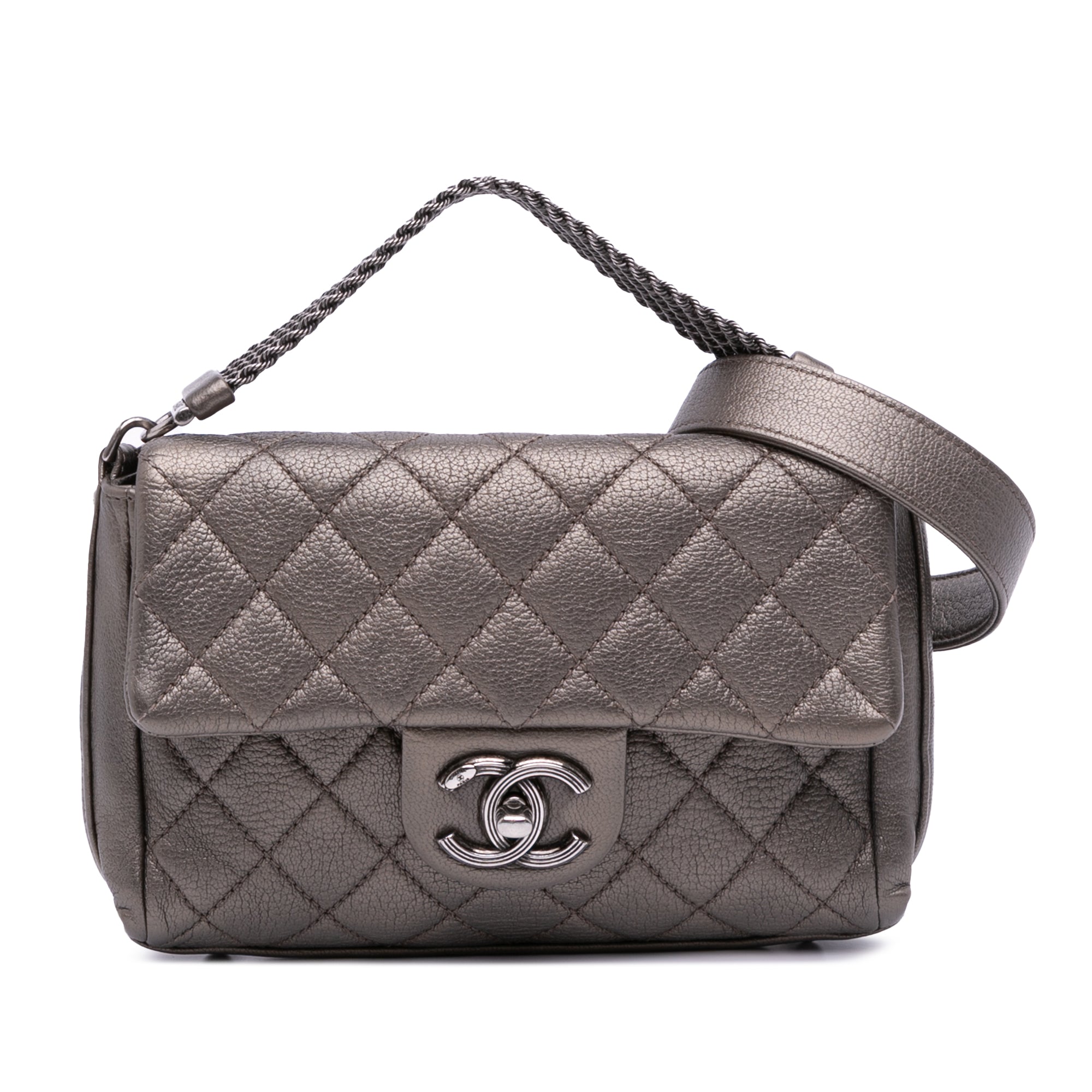 Chanel Paris-Salzburg Small Quilted Metallic Goatskin Twisted Chain Flap - image 1