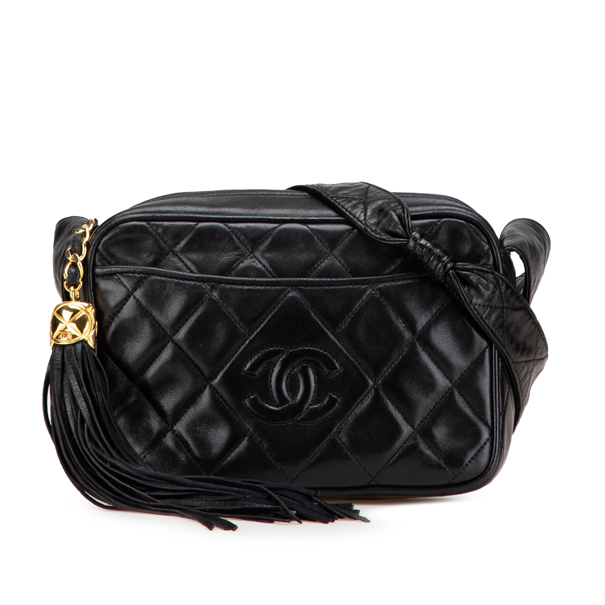 Chanel Mini CC Diamond Quilted Lambskin Tassel Camera Bag - image 1