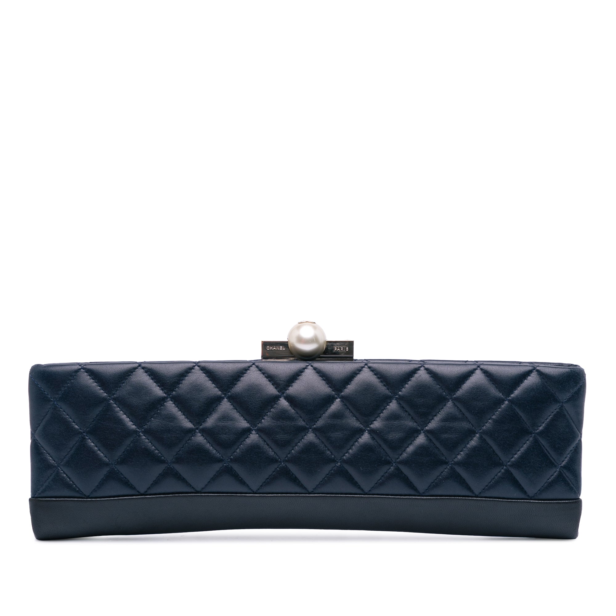 Chanel CC Quilted Lambskin Pearl Evening Baguette Clutch - image 1
